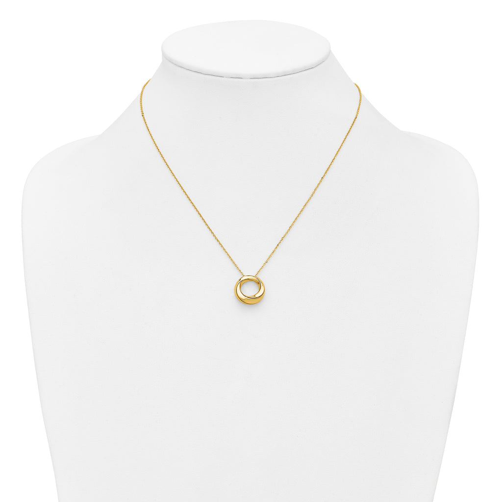 14K Yellow Gold Cable Pendant Necklace