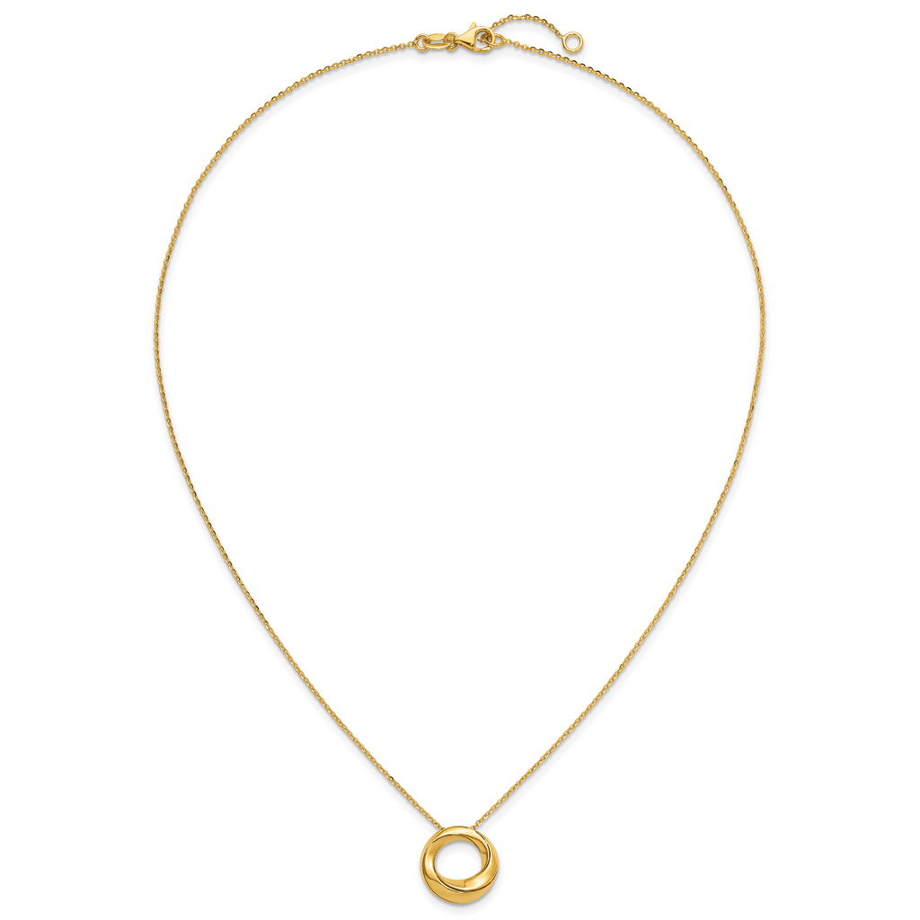 14K Yellow Gold Cable Pendant Necklace