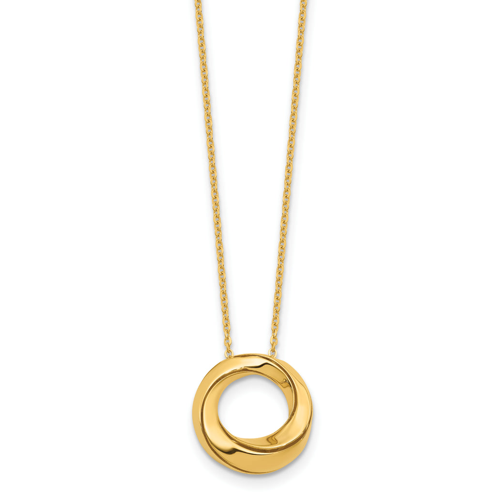 14K Yellow Gold Cable Pendant Necklace