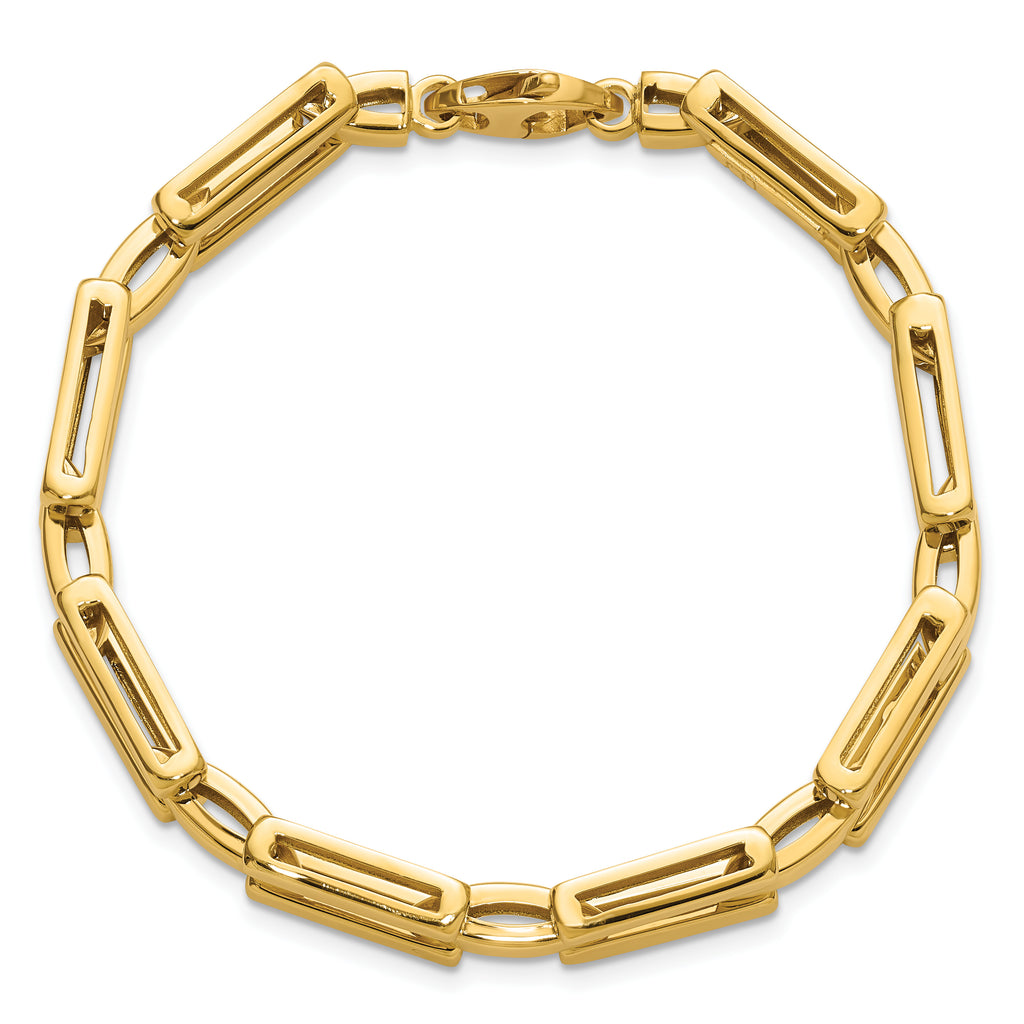 14K Yellow Gold Polished Link Bracelet, 7.25 in