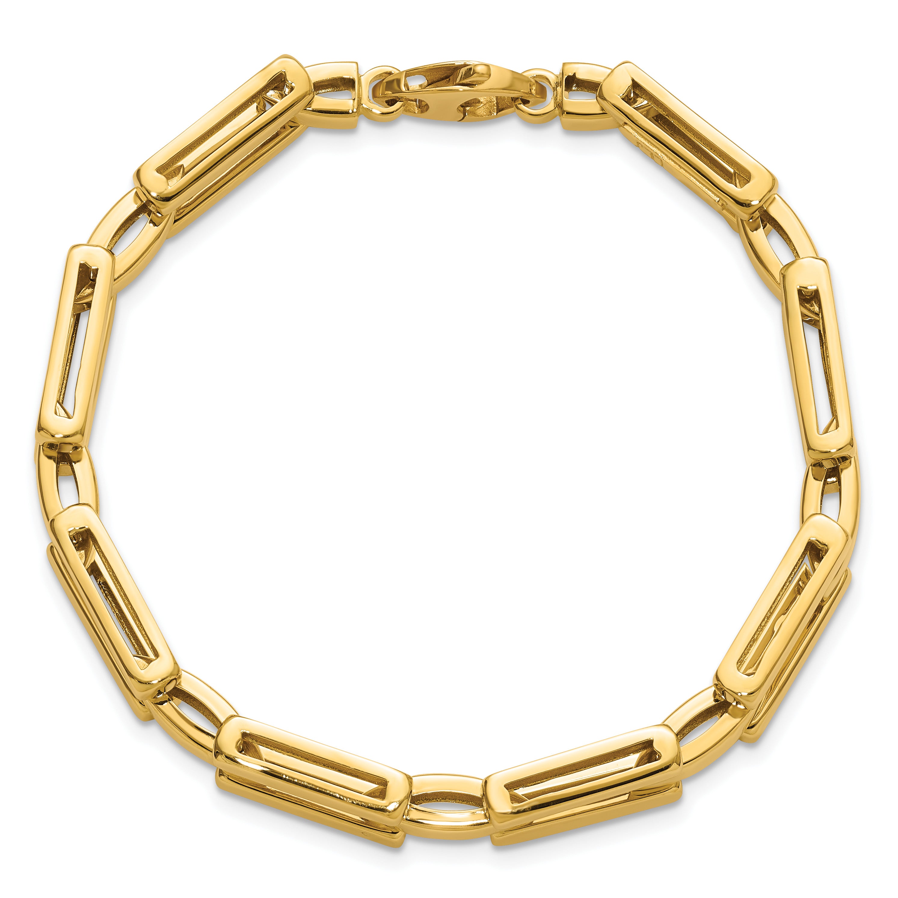 14K Yellow Gold Polished Link Bracelet, 7.25 in