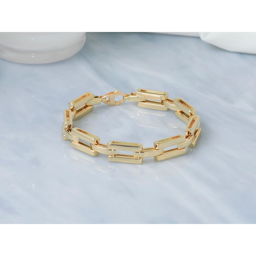 14K Yellow Gold Polished Link Bracelet, 7.25 in