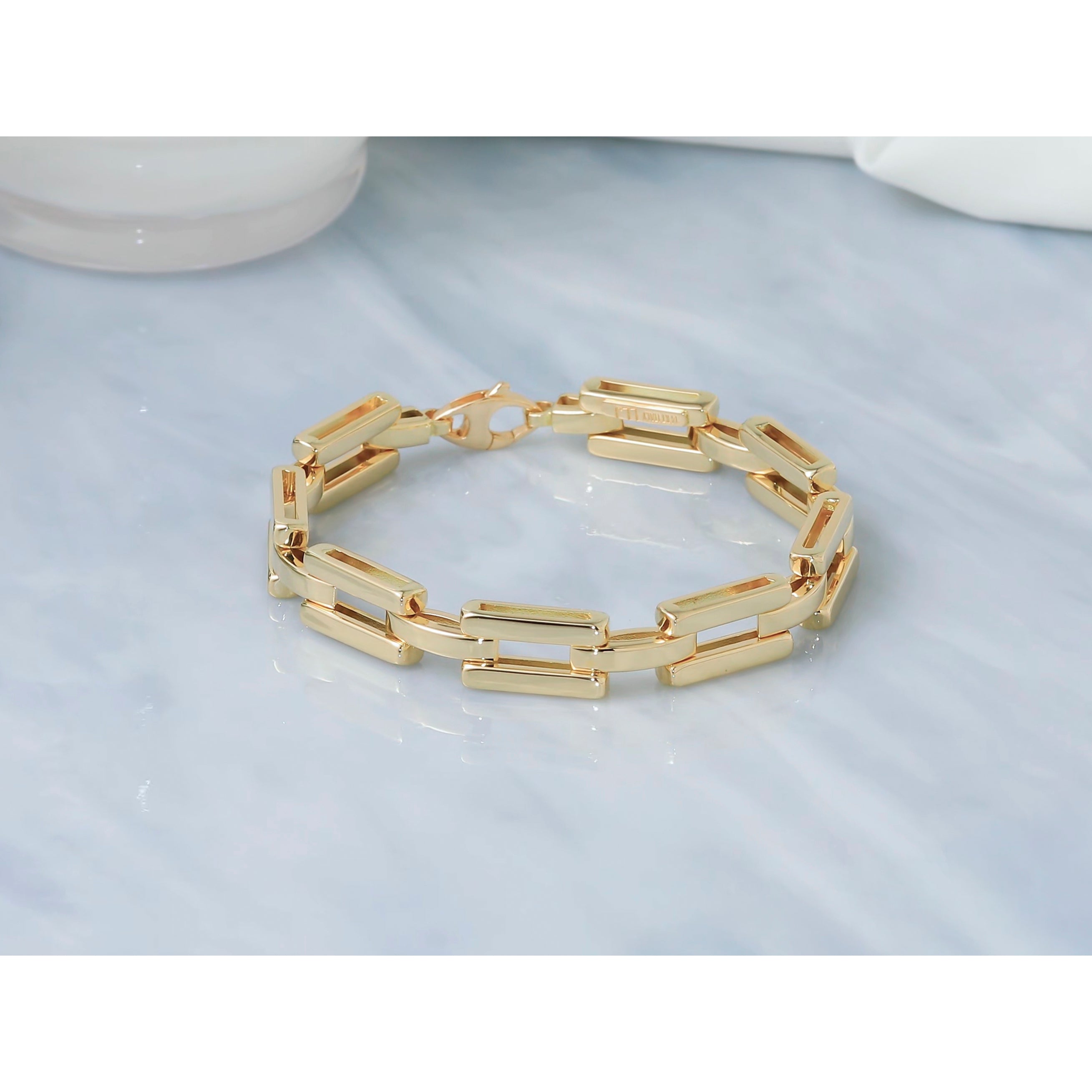 14K Yellow Gold Polished Link Bracelet, 7.25 in