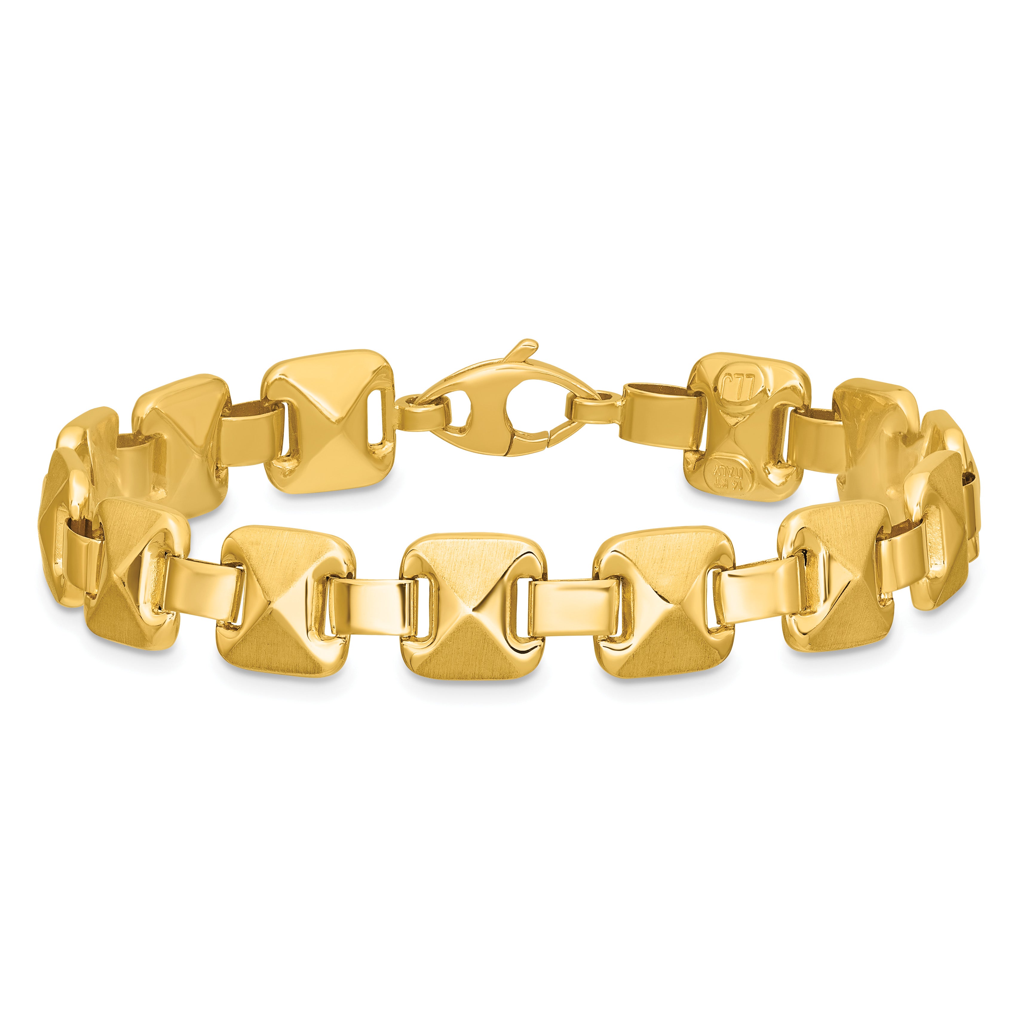 14K Yellow Gold Reversible Brushed & Polished Bracelet, 7.5 in