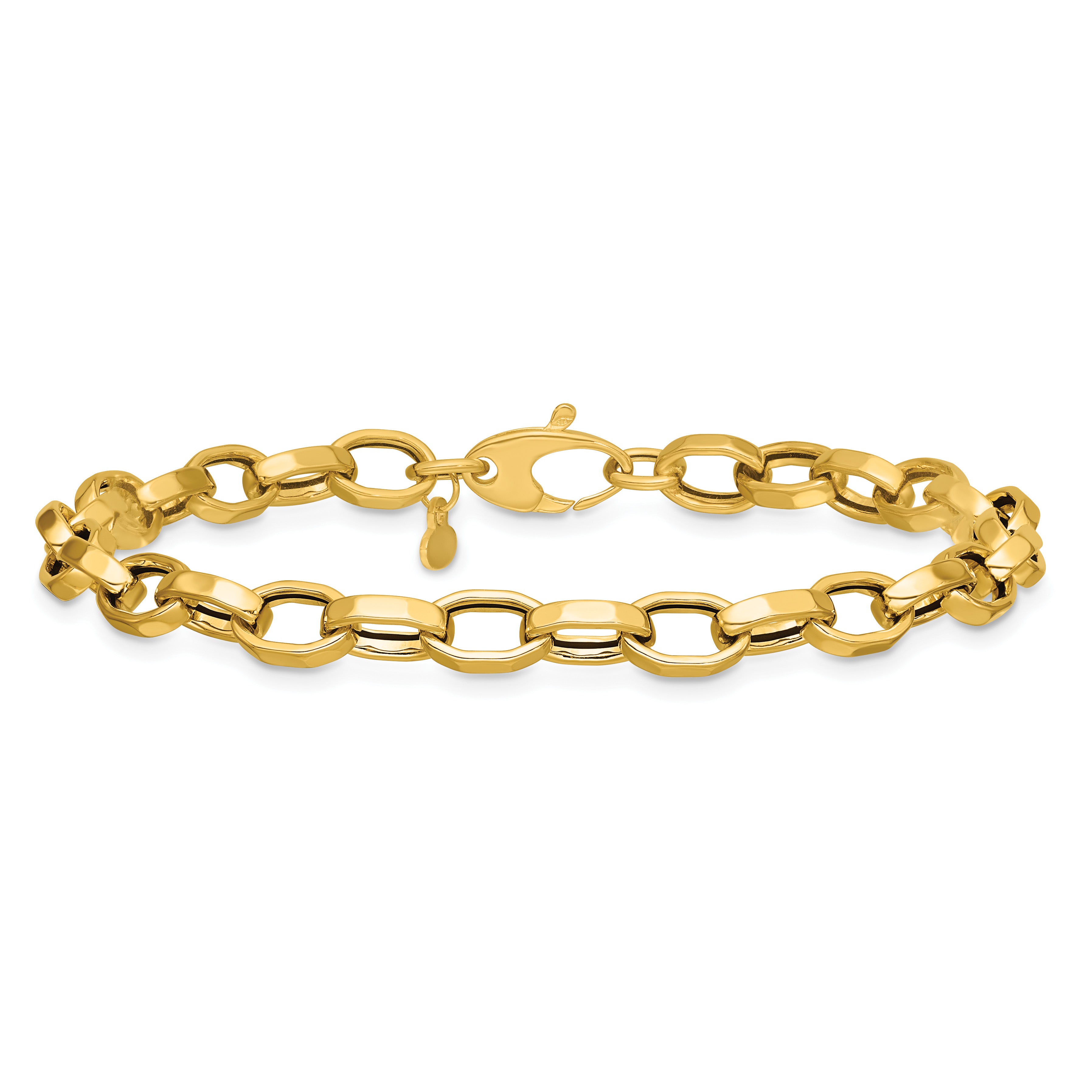 14K Yellow Gold Polished Link Bracelet, 7.5 in