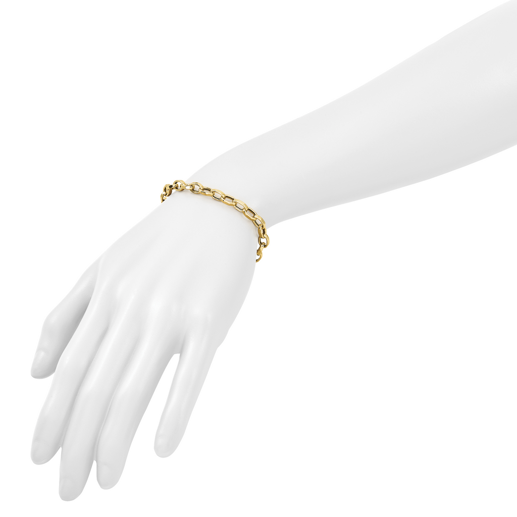 14K Yellow Gold Polished Link Bracelet, 7.5 in