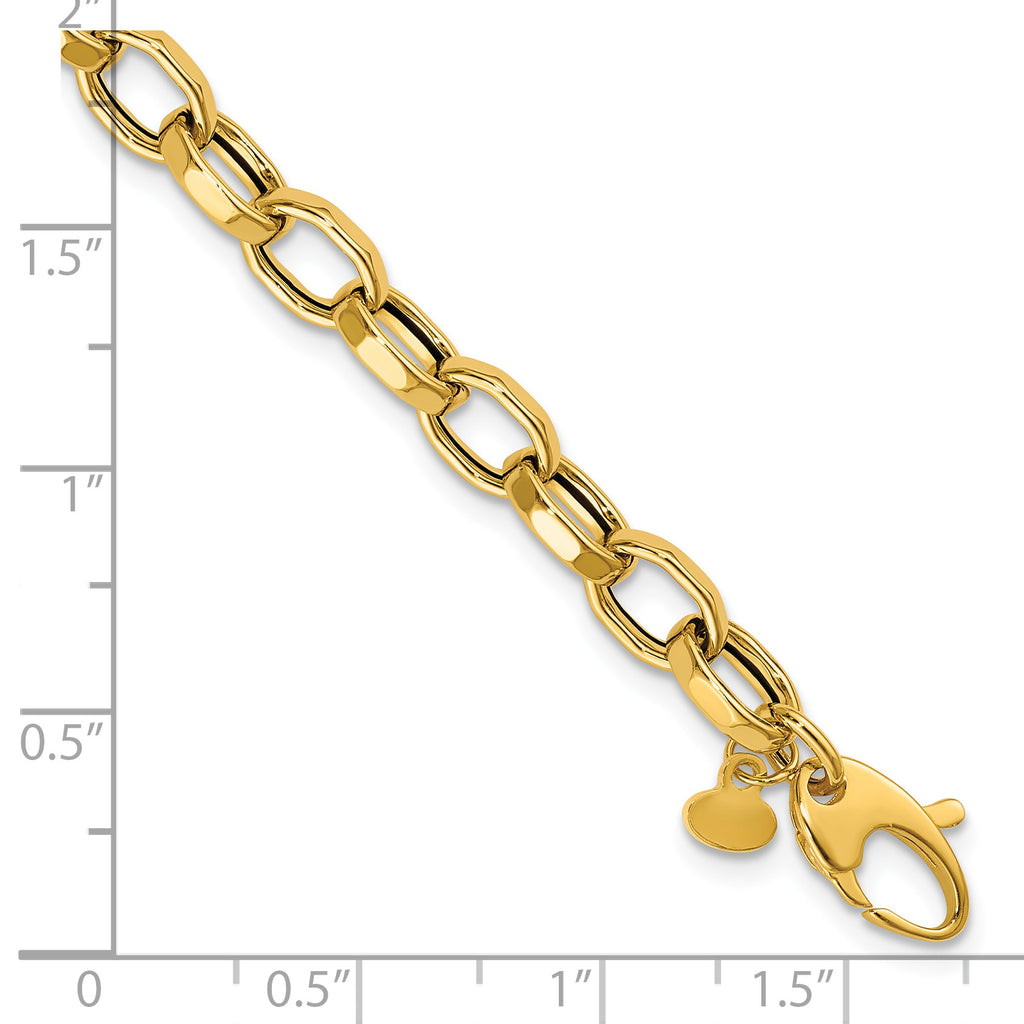 14K Yellow Gold Polished Link Bracelet, 7.5 in