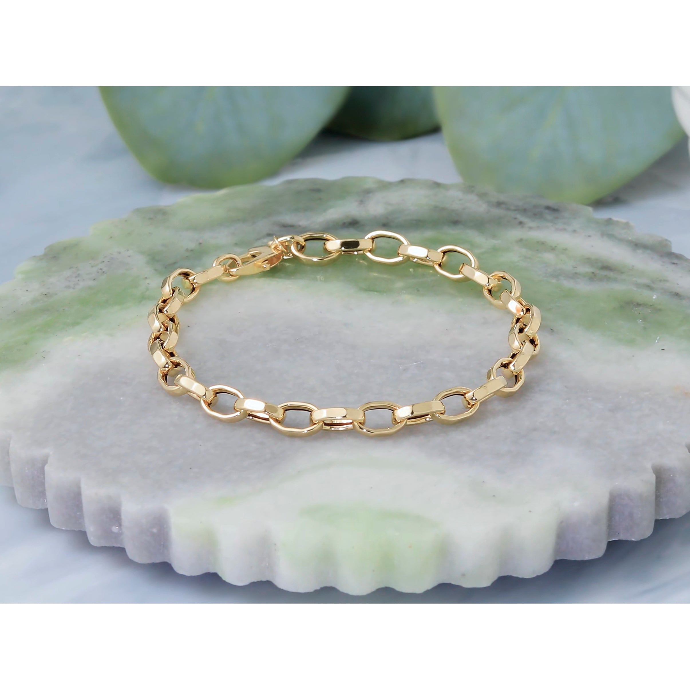 14K Yellow Gold Polished Link Bracelet, 7.5 in