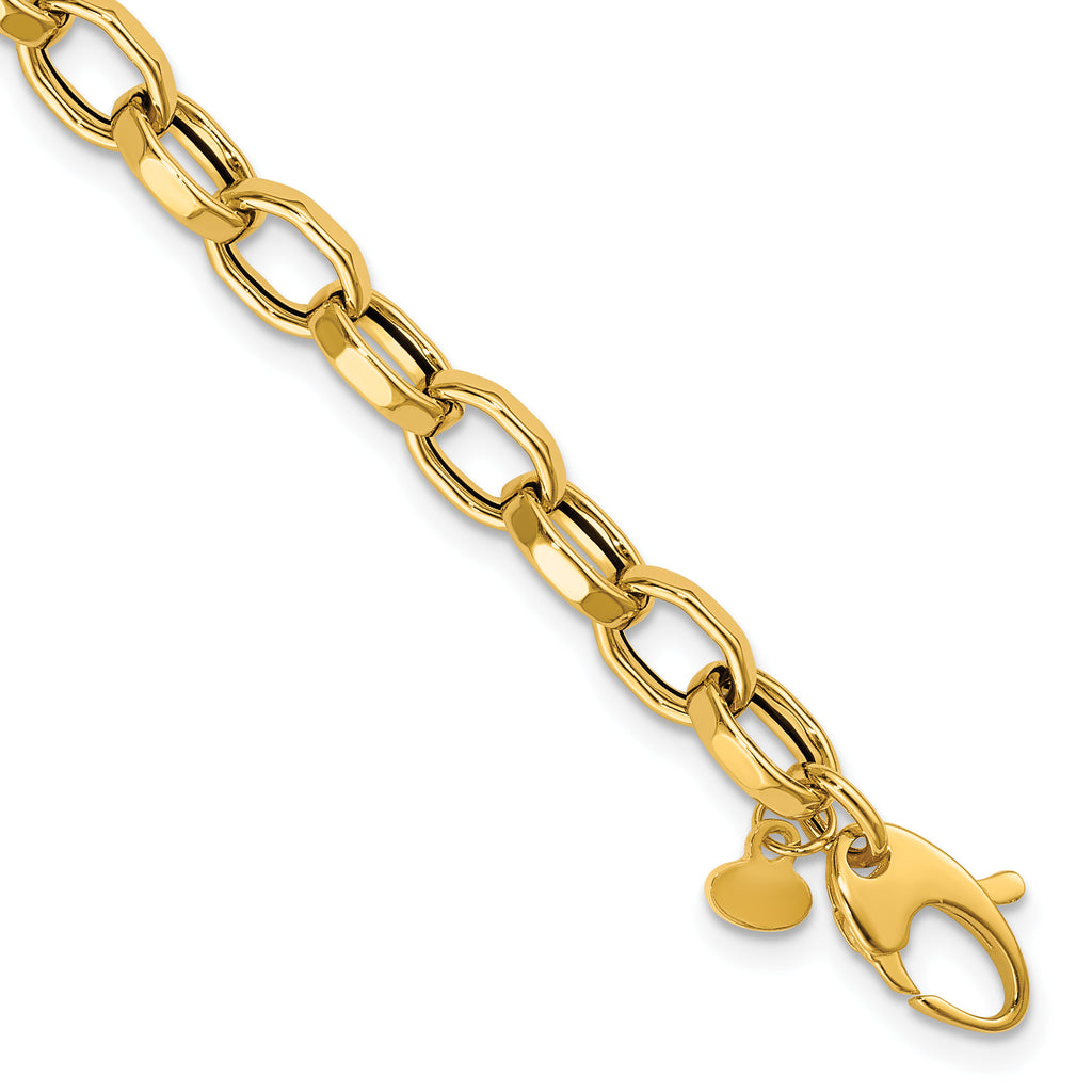 14K Yellow Gold Polished Link Bracelet, 7.5 in