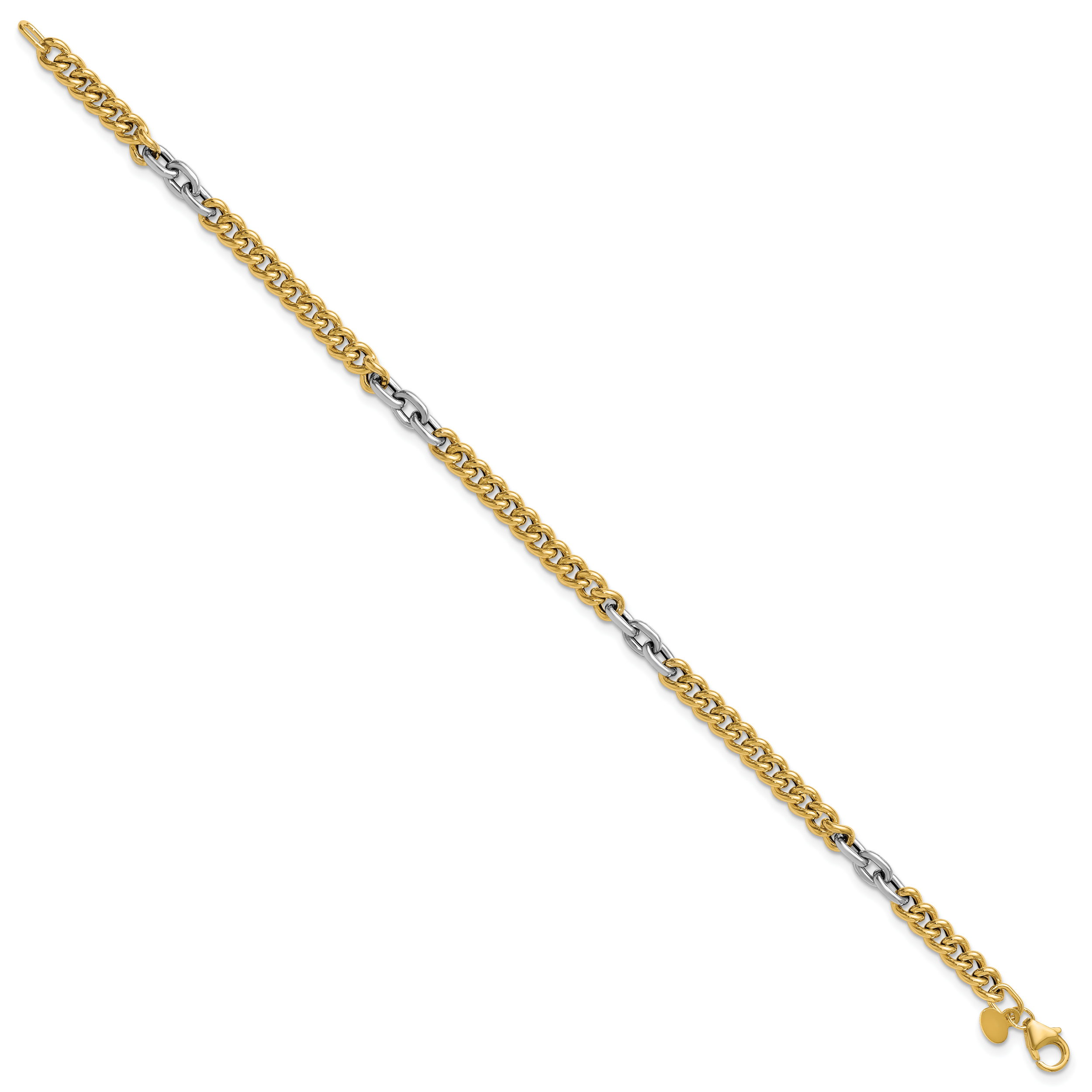 14K Two-Tone Gold Two-Tone Link Bracelet, 7.5 in