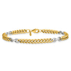 14K Two-Tone Gold Two-Tone Link Bracelet, 7.5 in