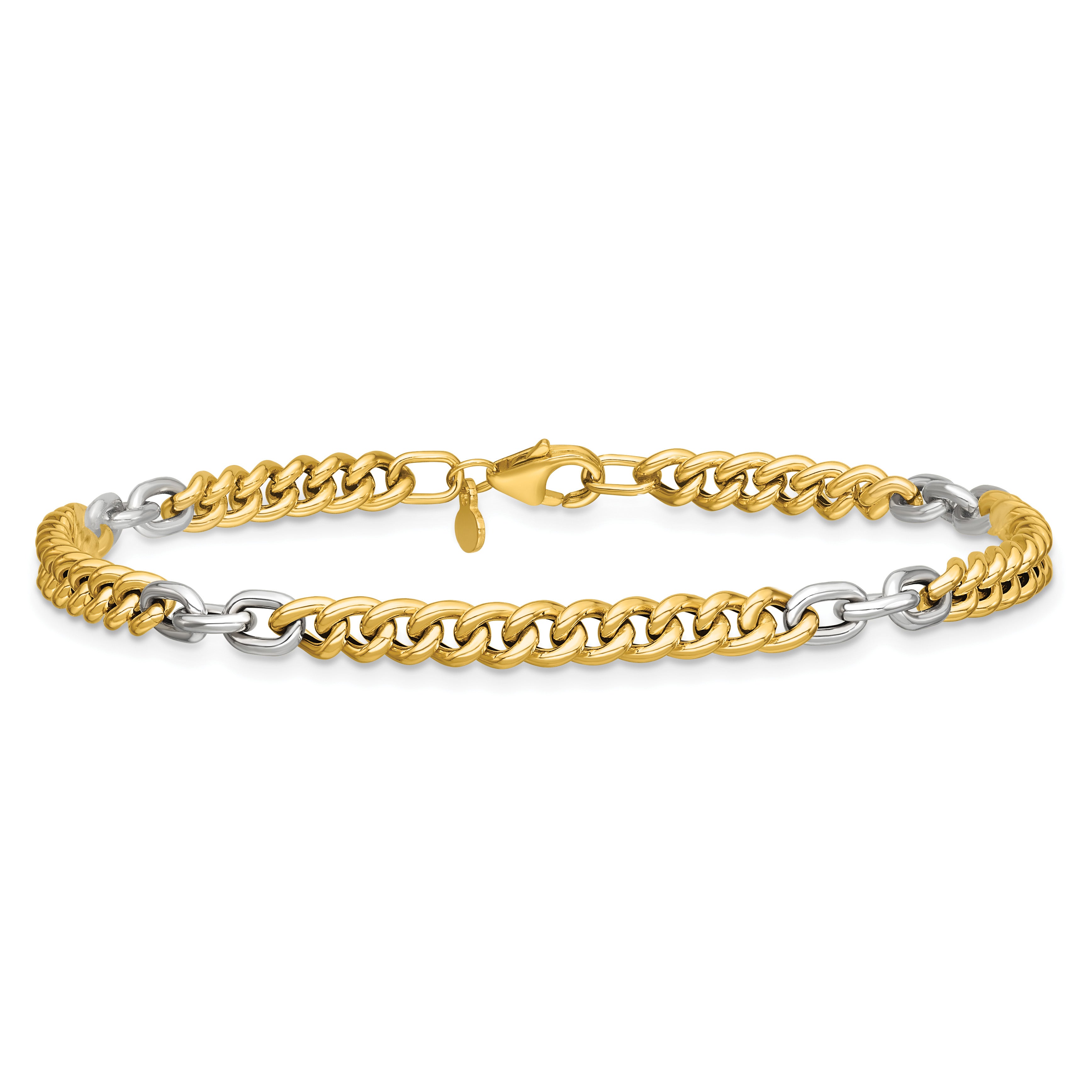 14K Two-Tone Gold Two-Tone Link Bracelet, 7.5 in
