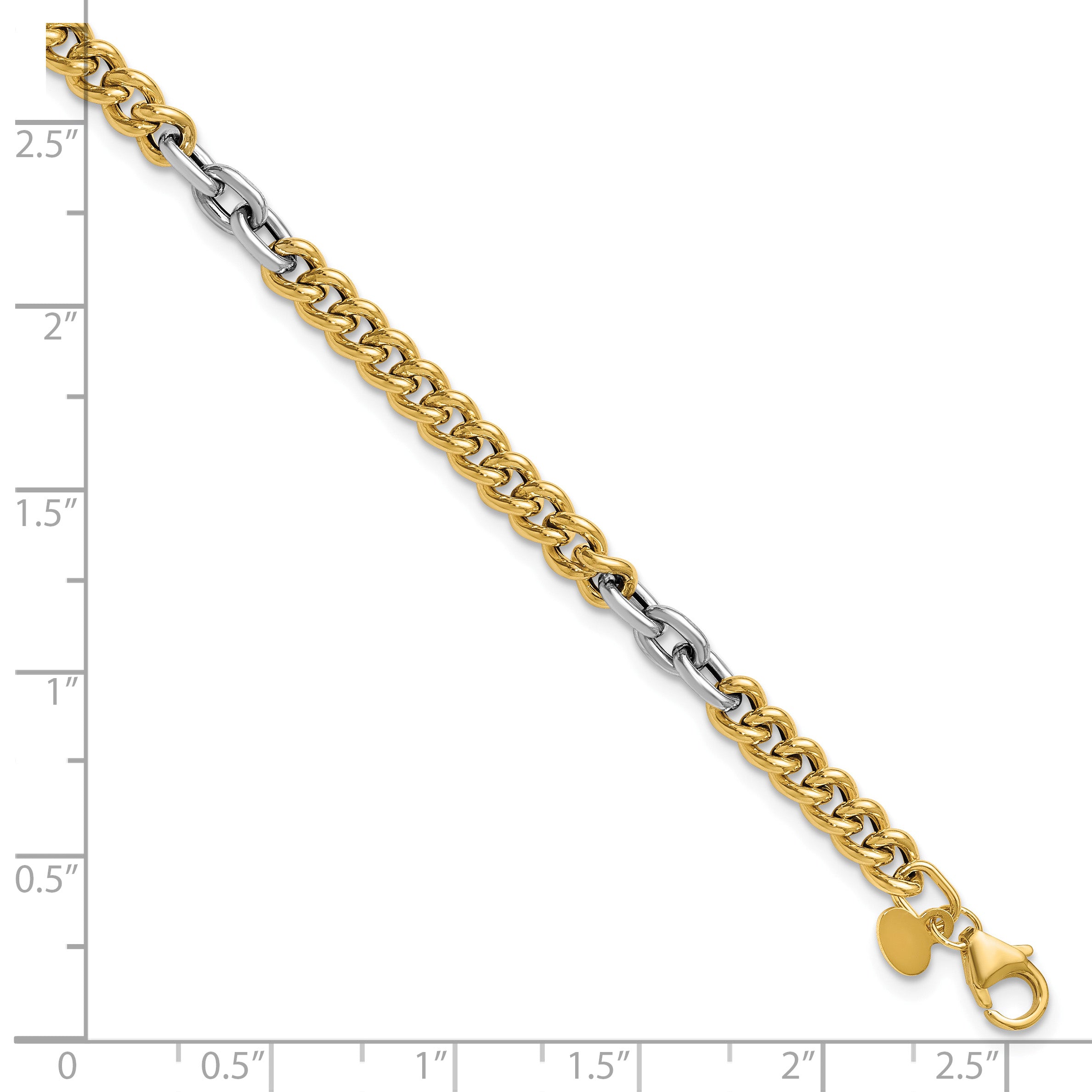 14K Two-Tone Gold Two-Tone Link Bracelet, 7.5 in