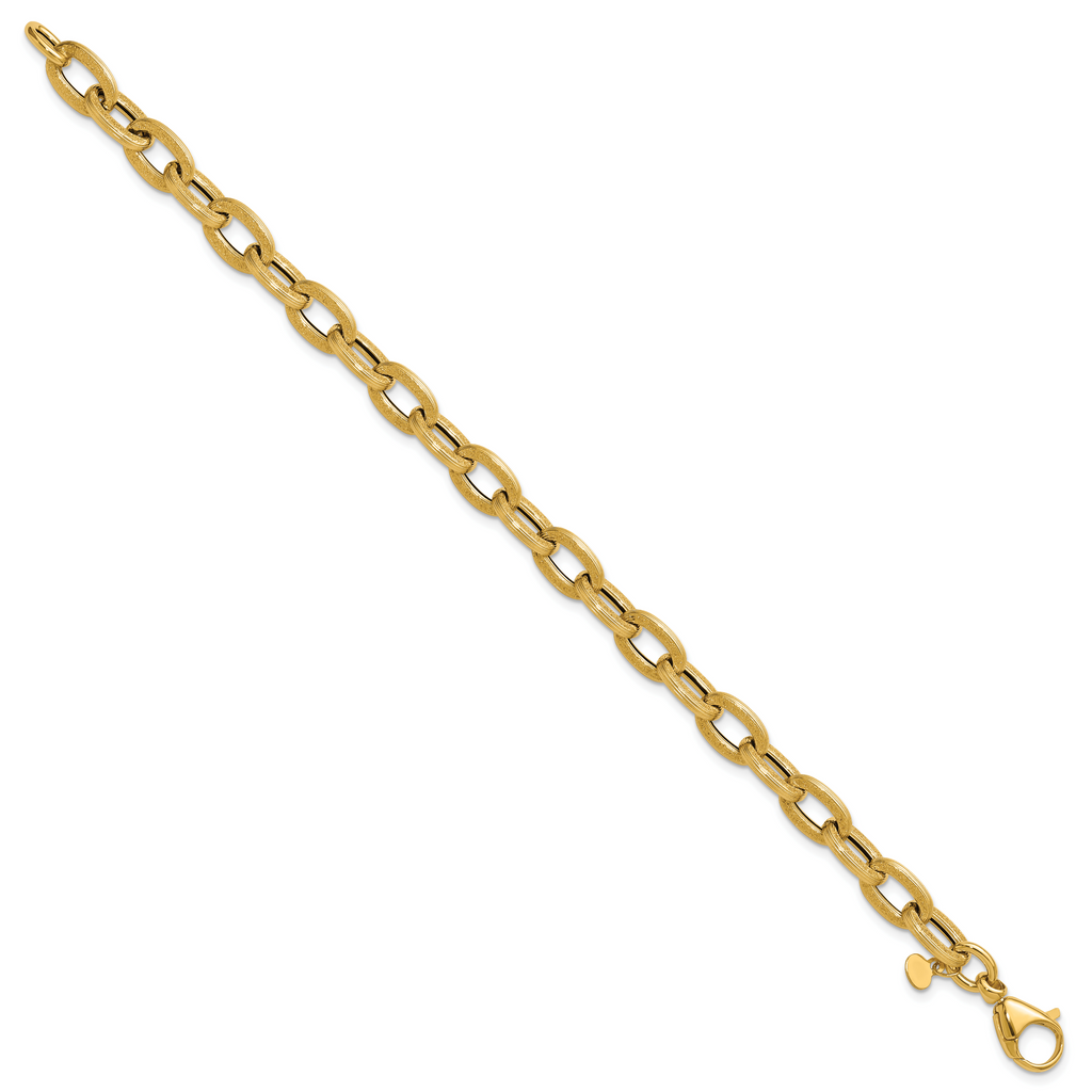 14K Yellow Gold Textured Link Bracelet, 7.75 in