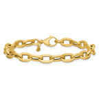 14K Yellow Gold Textured Link Bracelet, 7.75 in