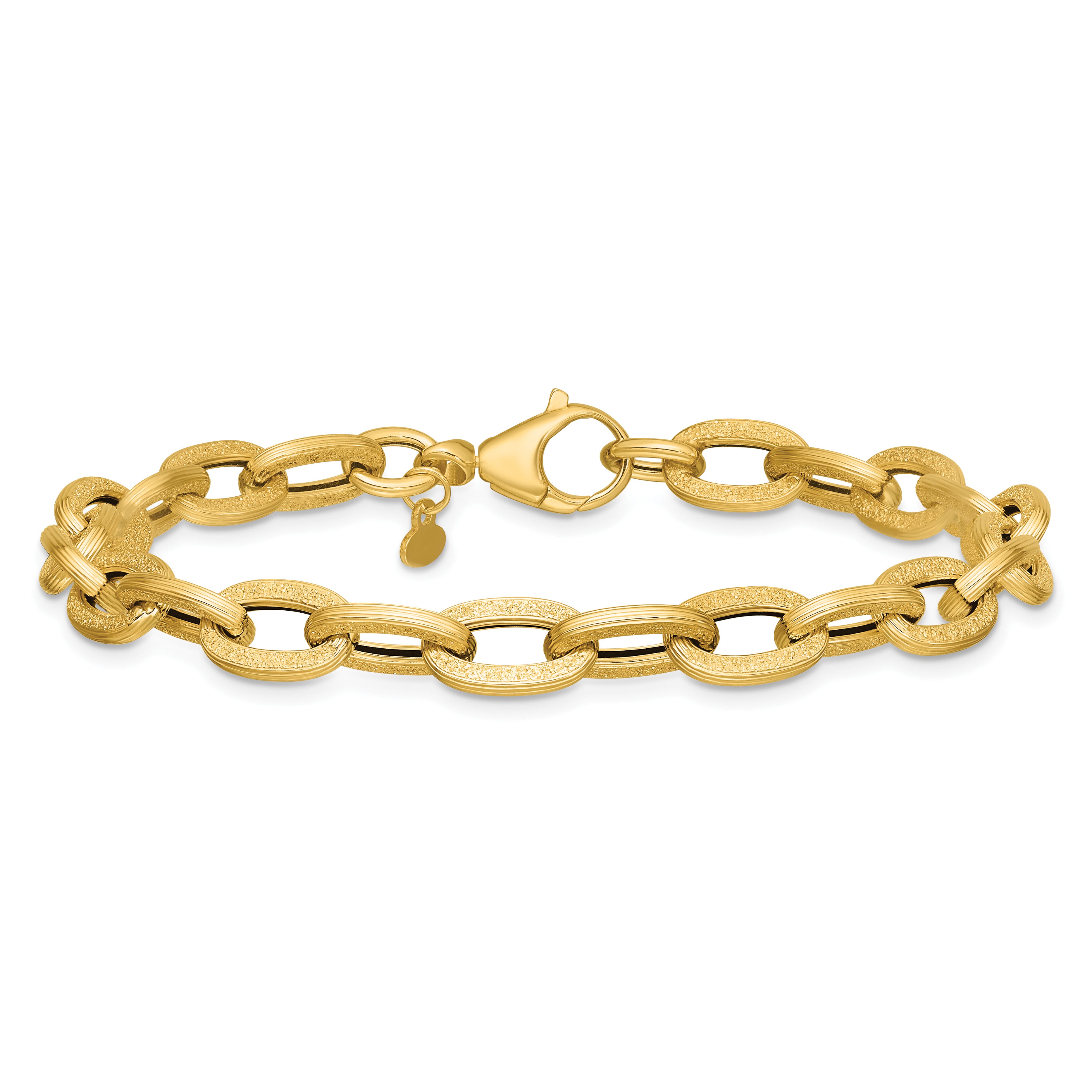 14K Yellow Gold Textured Link Bracelet, 7.75 in