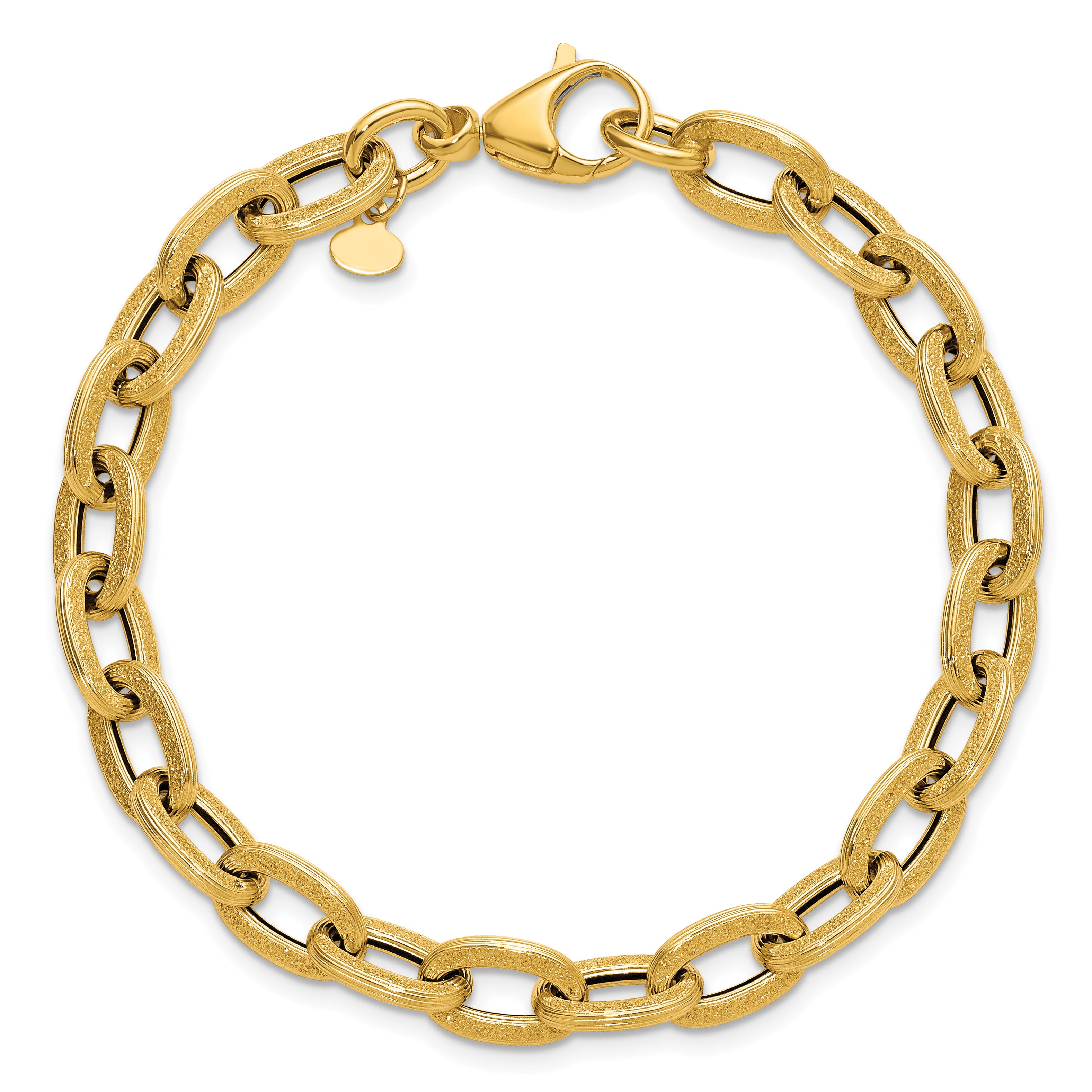 14K Yellow Gold Textured Link Bracelet, 7.75 in