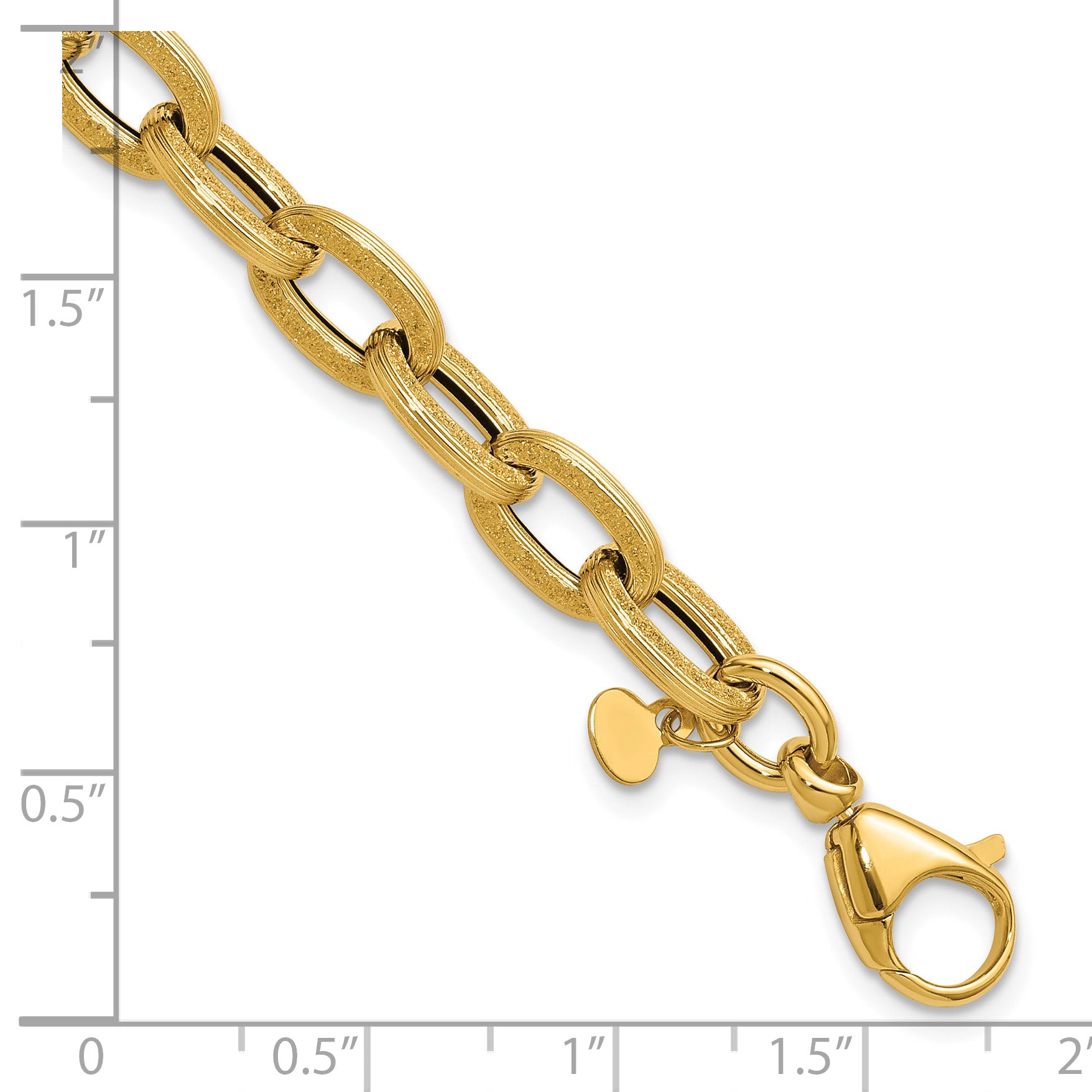 14K Yellow Gold Textured Link Bracelet, 7.75 in