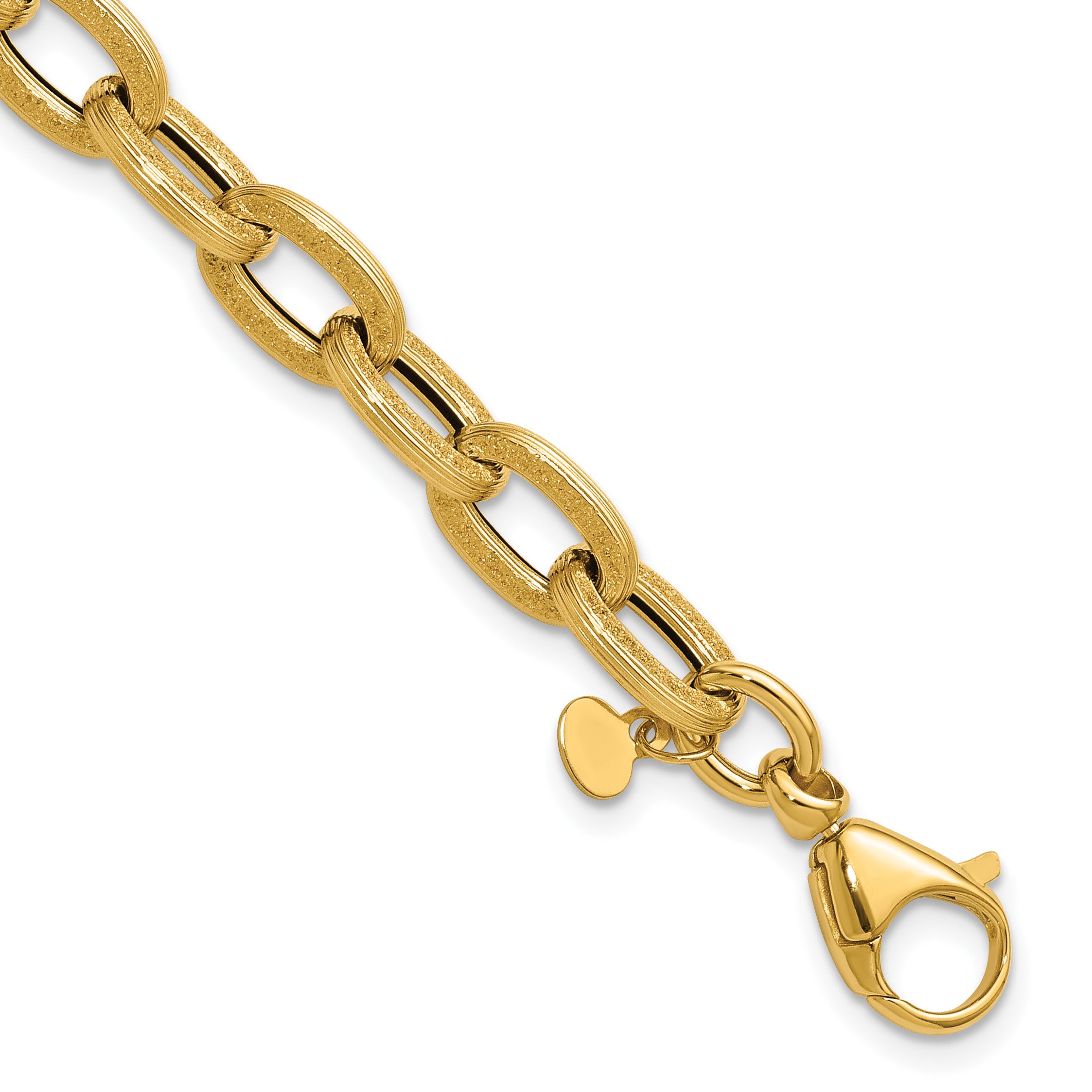 14K Yellow Gold Textured Link Bracelet, 7.75 in