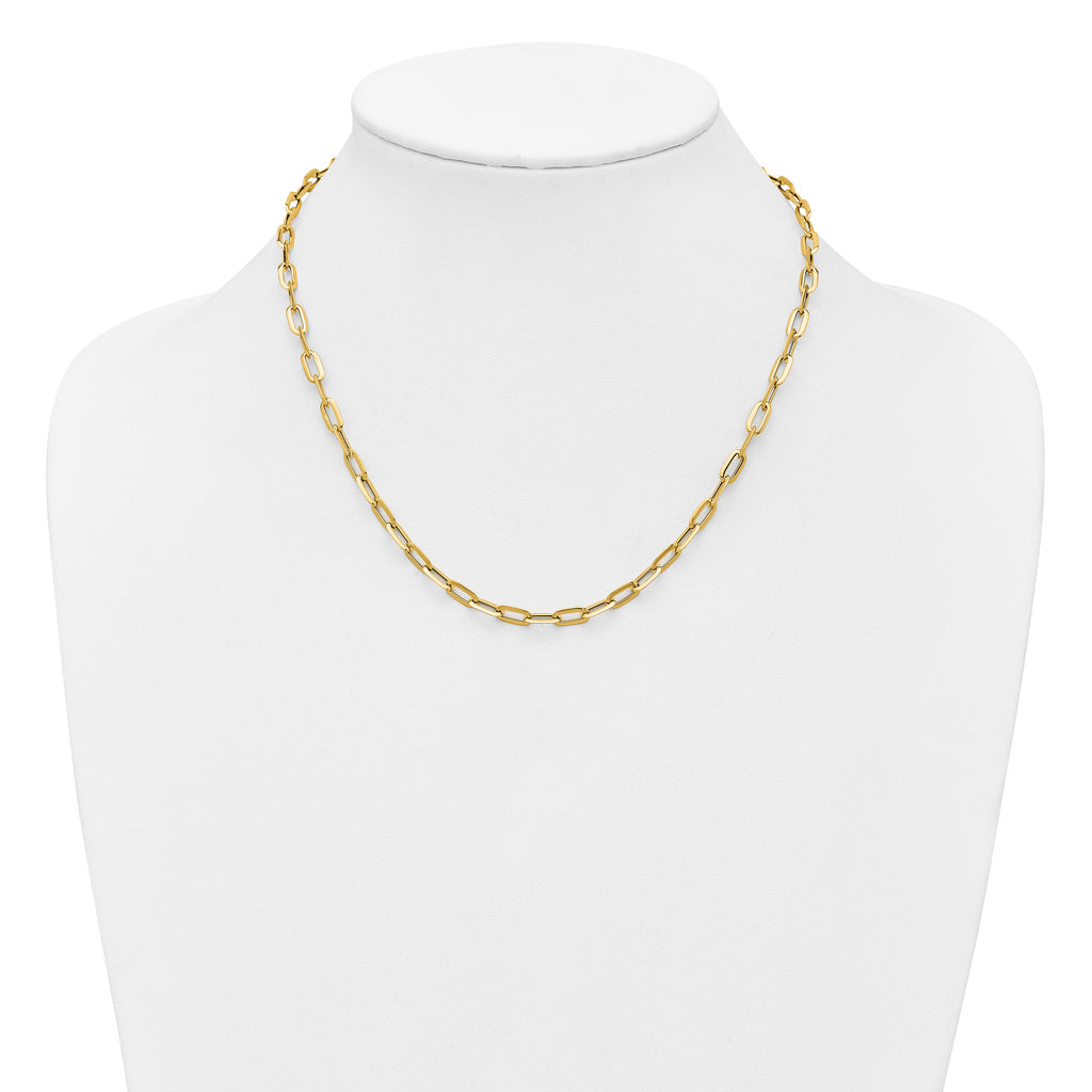14K Yellow Gold Paperclip Chain Necklace, 18 in