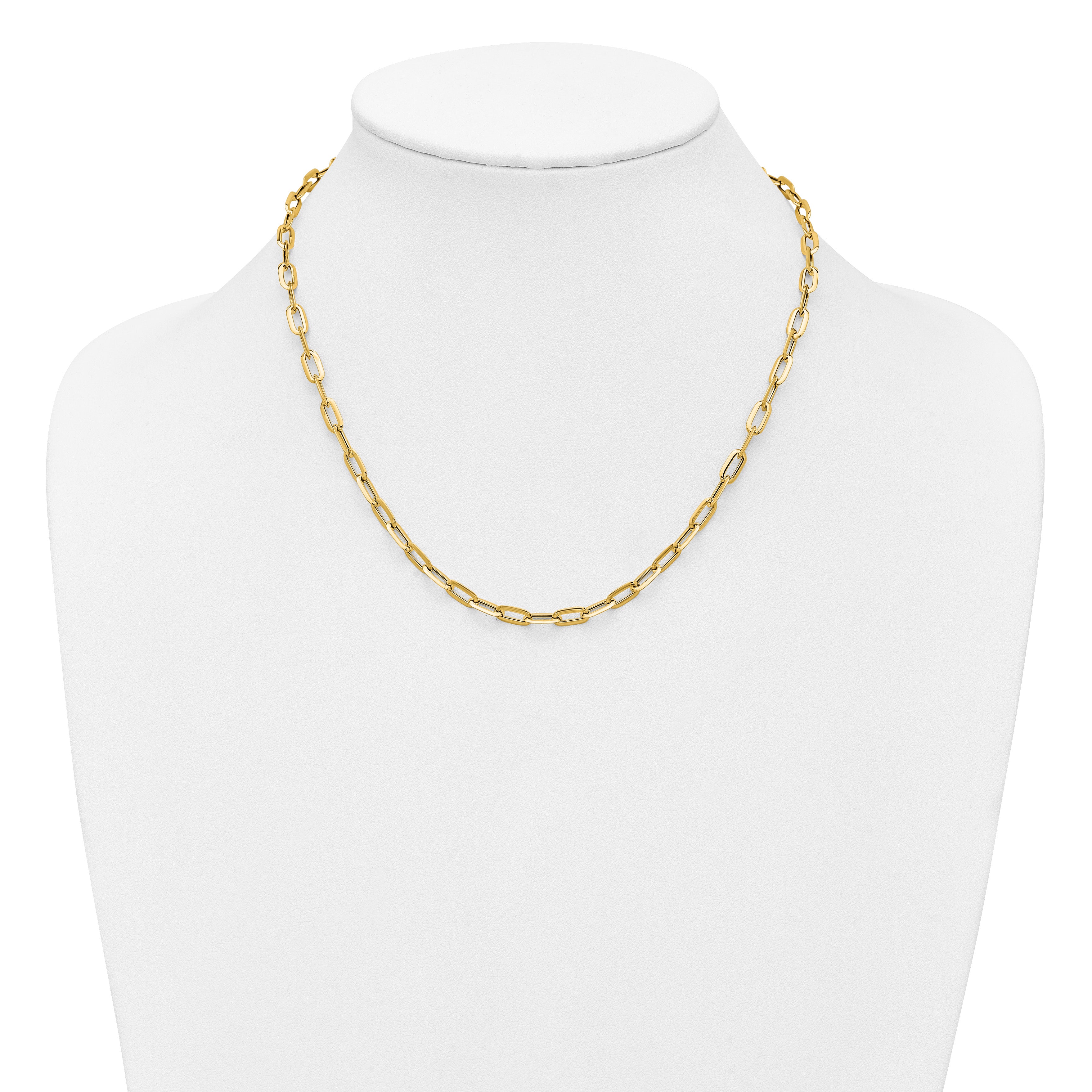 14K Yellow Gold Paperclip Chain Necklace, 18 in