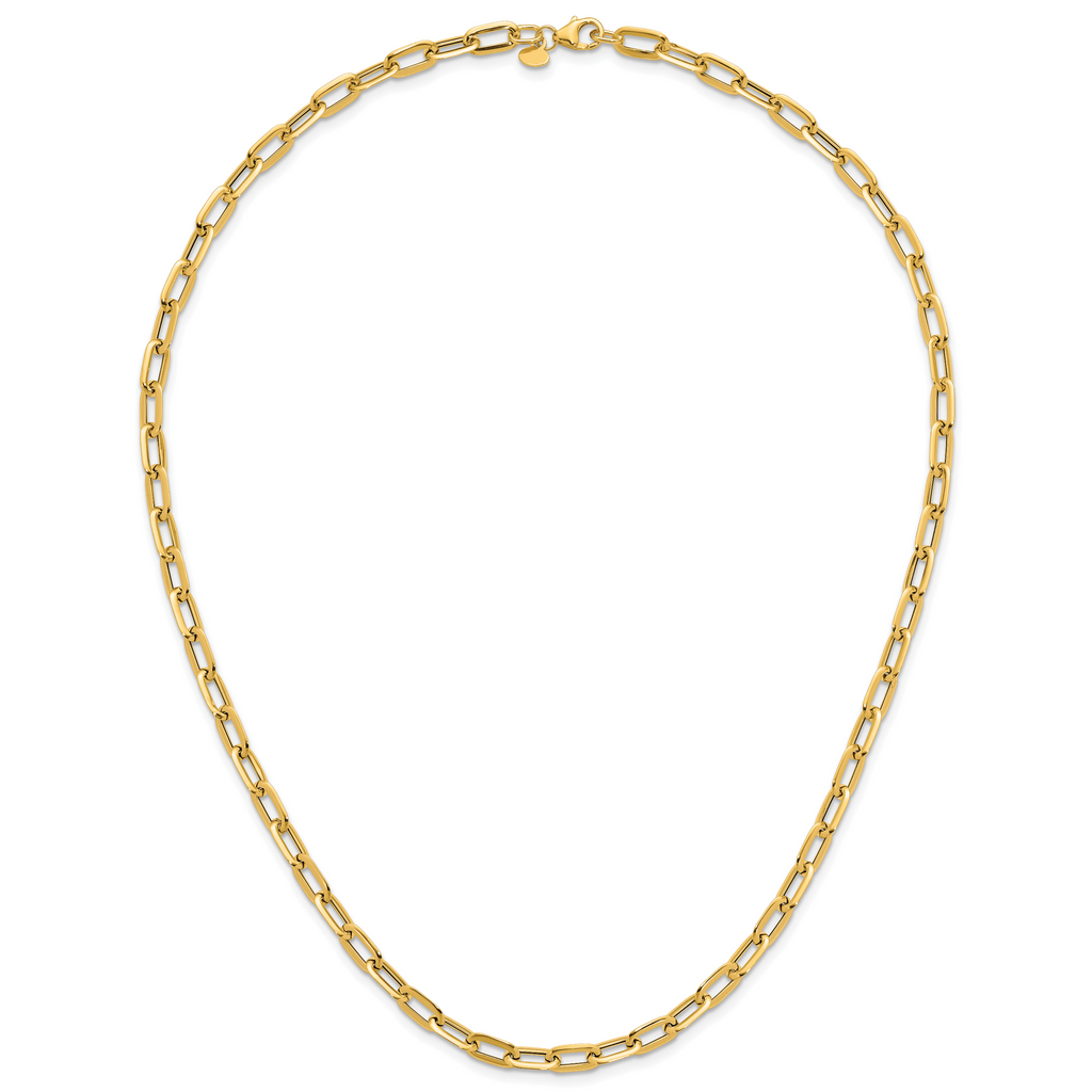 14K Yellow Gold Paperclip Chain Necklace, 18 in
