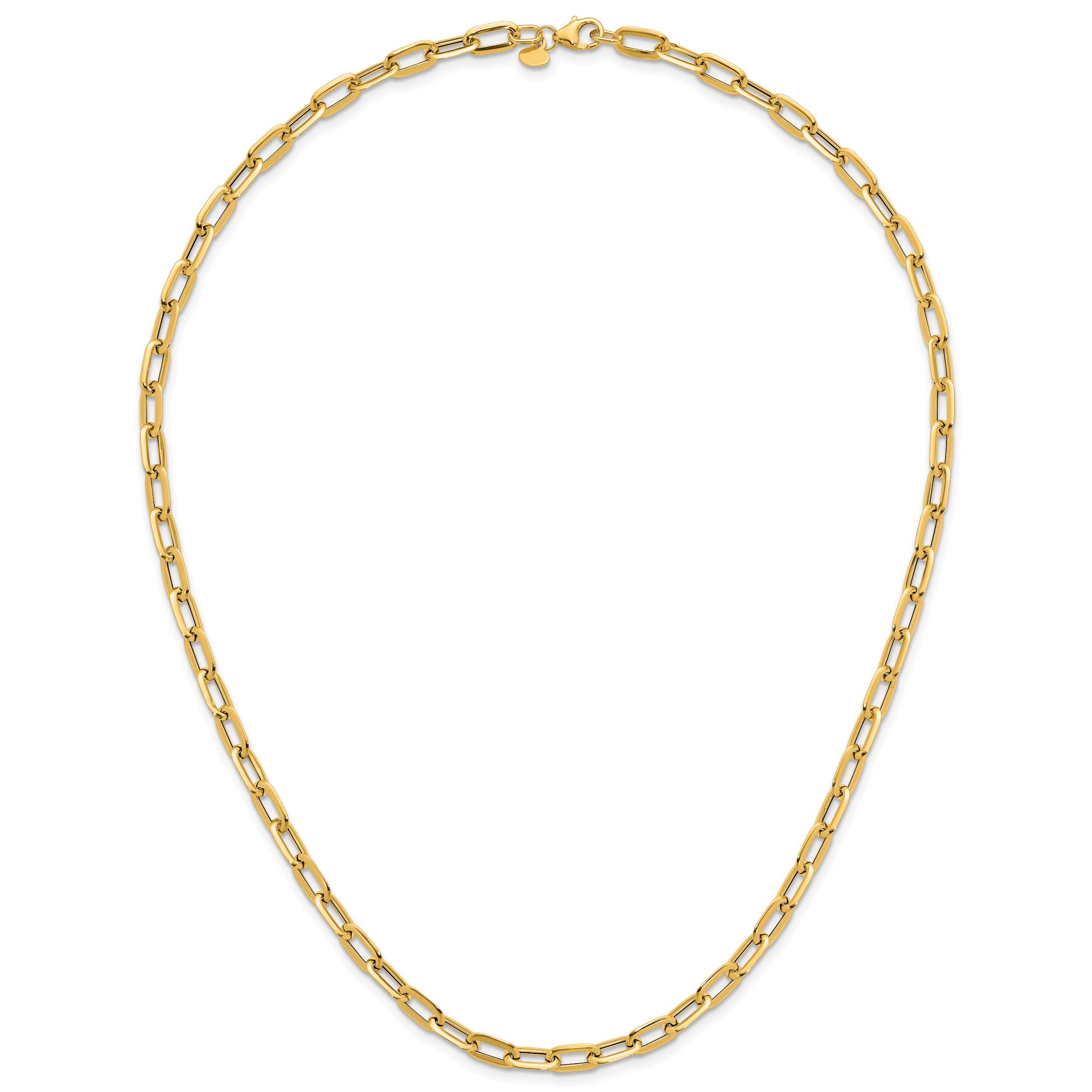 14K Yellow Gold Paperclip Chain Necklace, 18 in