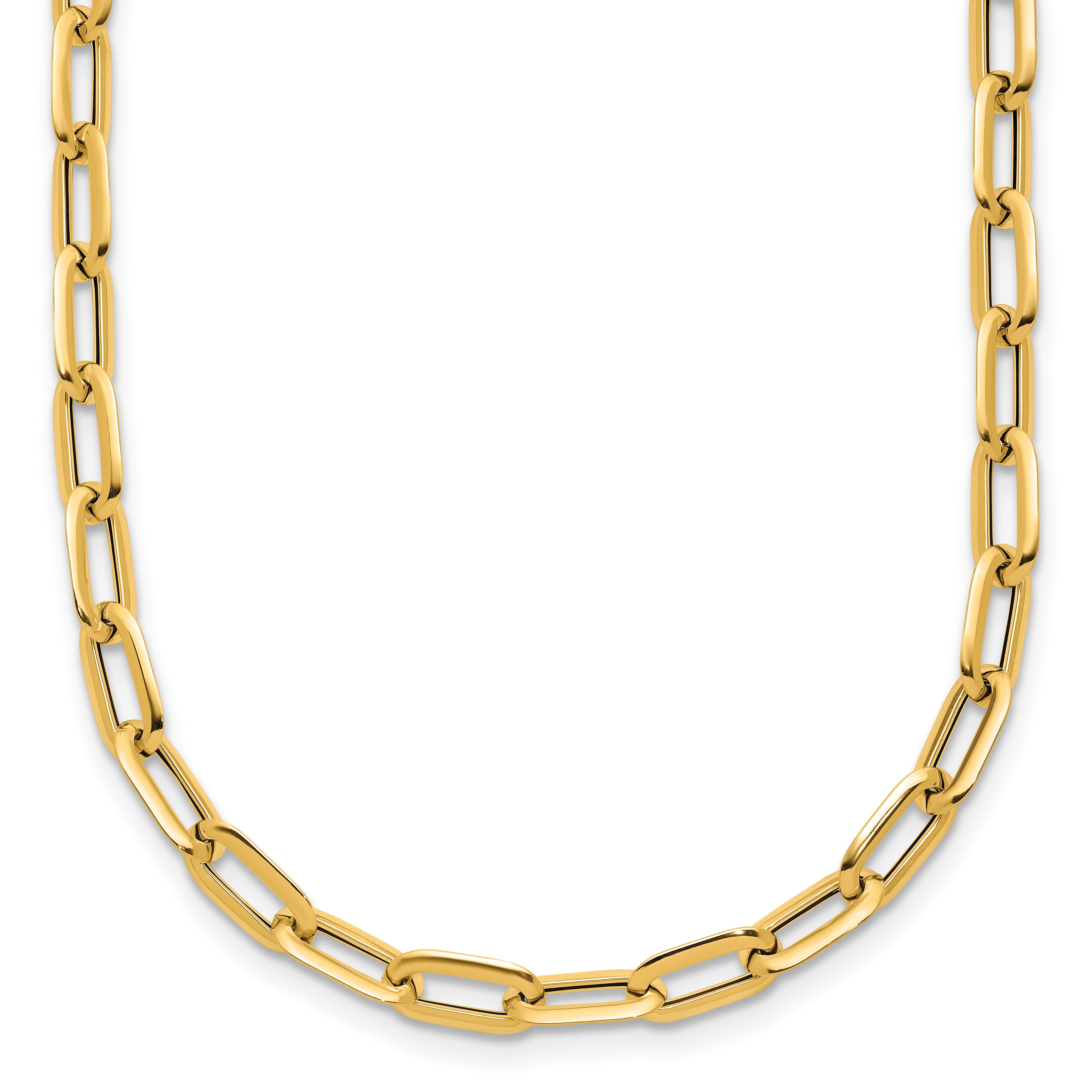14K Yellow Gold Paperclip Chain Necklace, 18 in