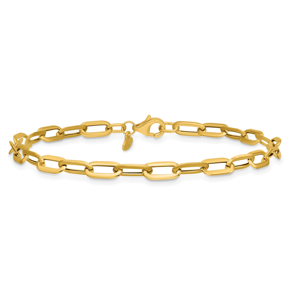 14K Yellow Gold Paperclip Chain Bracelet
