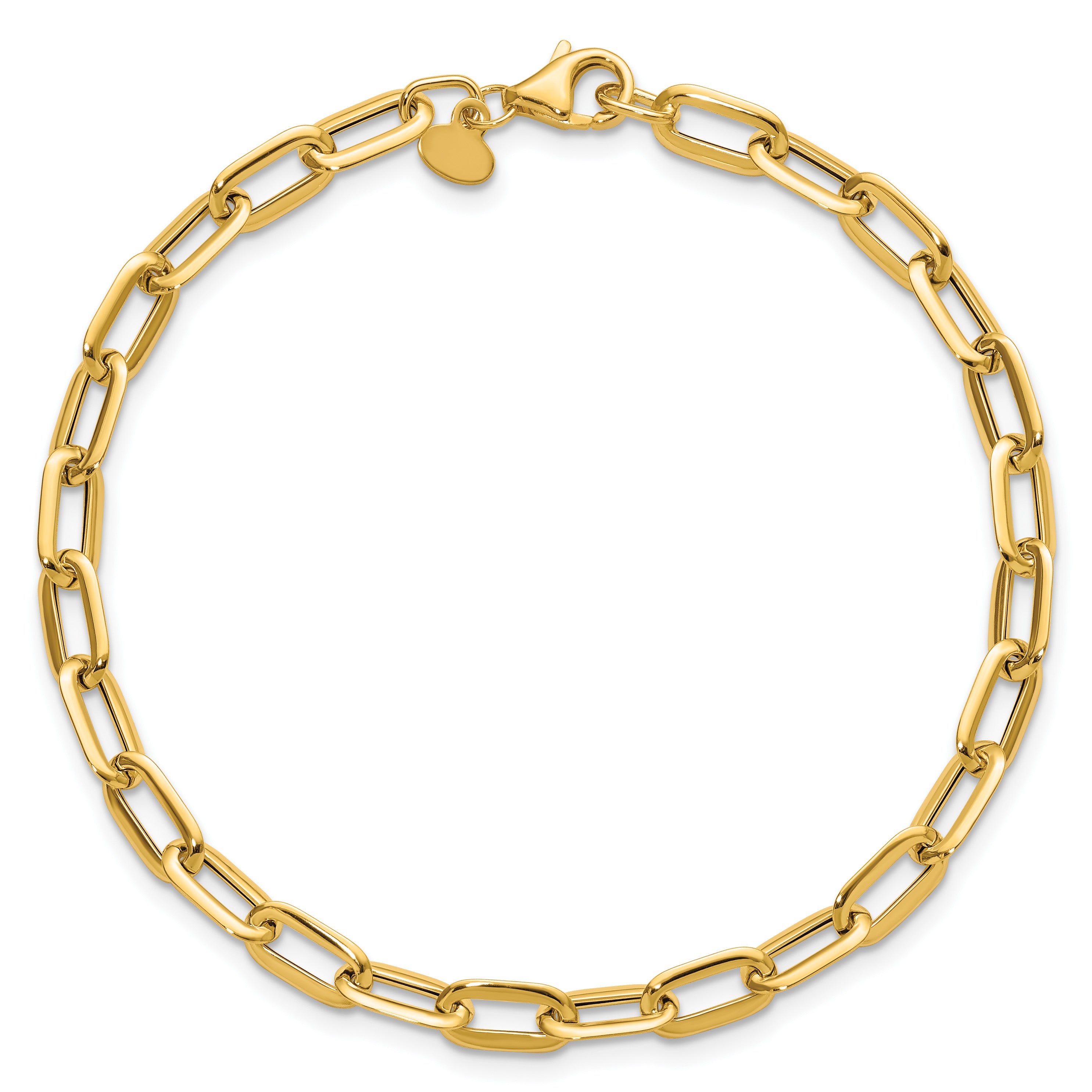 14K Yellow Gold Paperclip Chain Bracelet