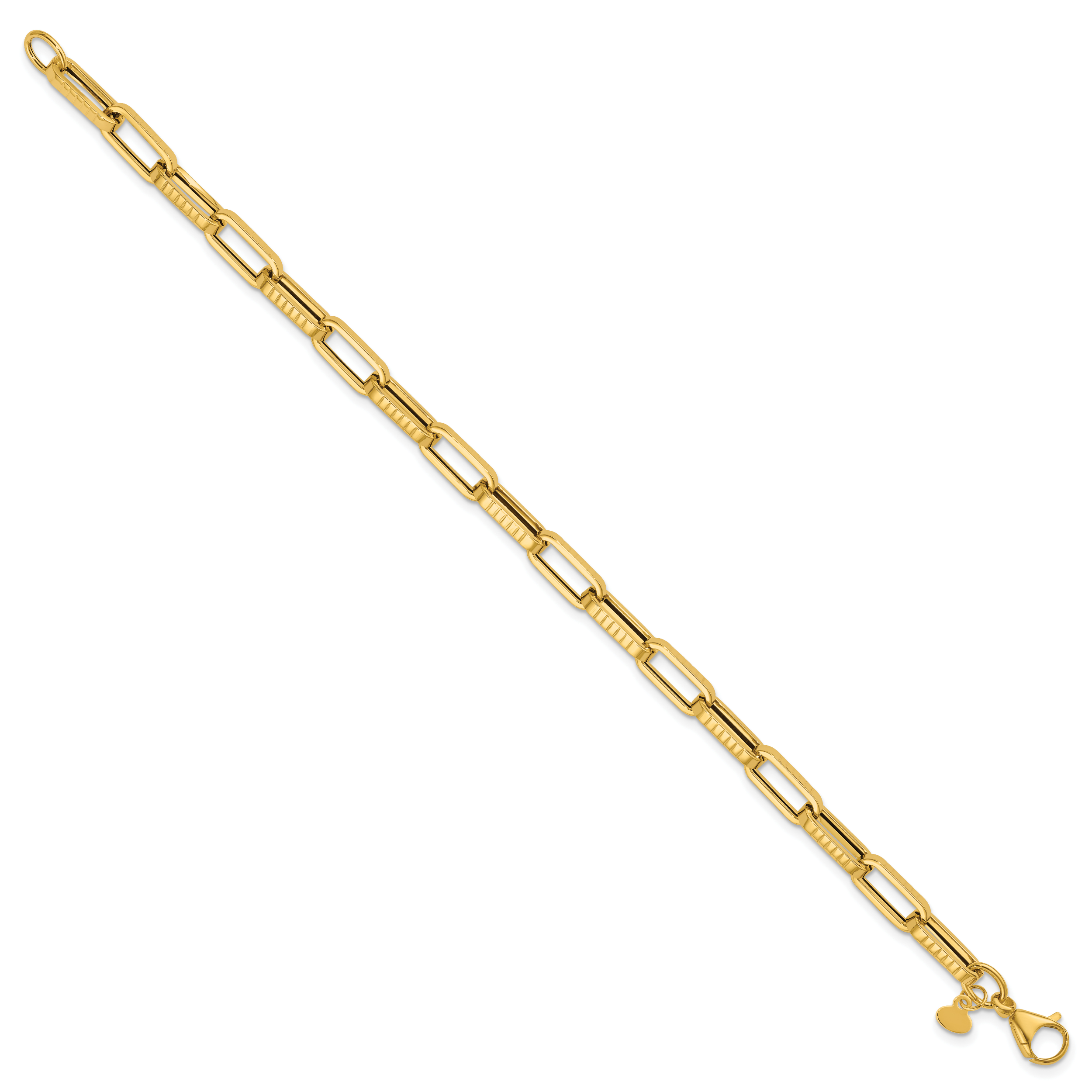 14K Yellow Gold Textured Link Bracelet, 7.5 in