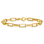 14K Yellow Gold Textured Link Bracelet, 7.5 in
