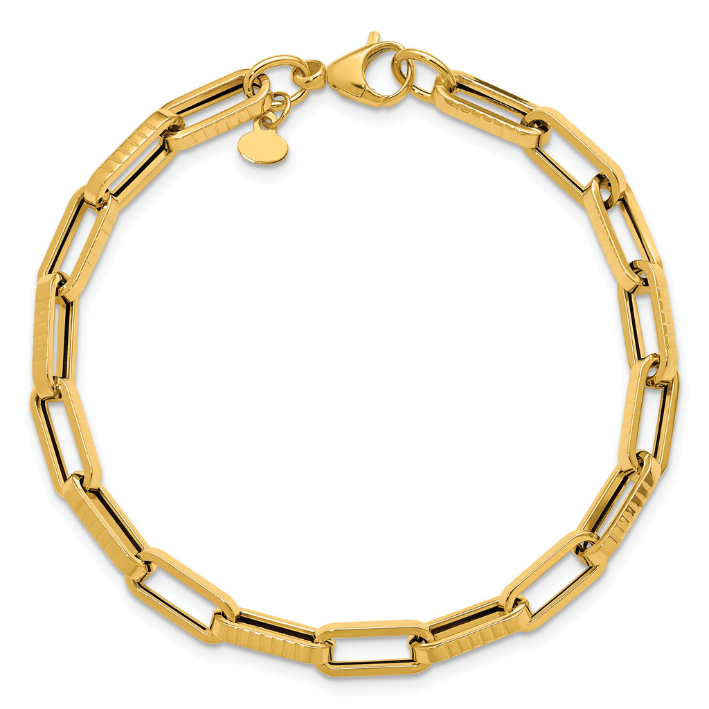 14K Yellow Gold Textured Link Bracelet, 7.5 in