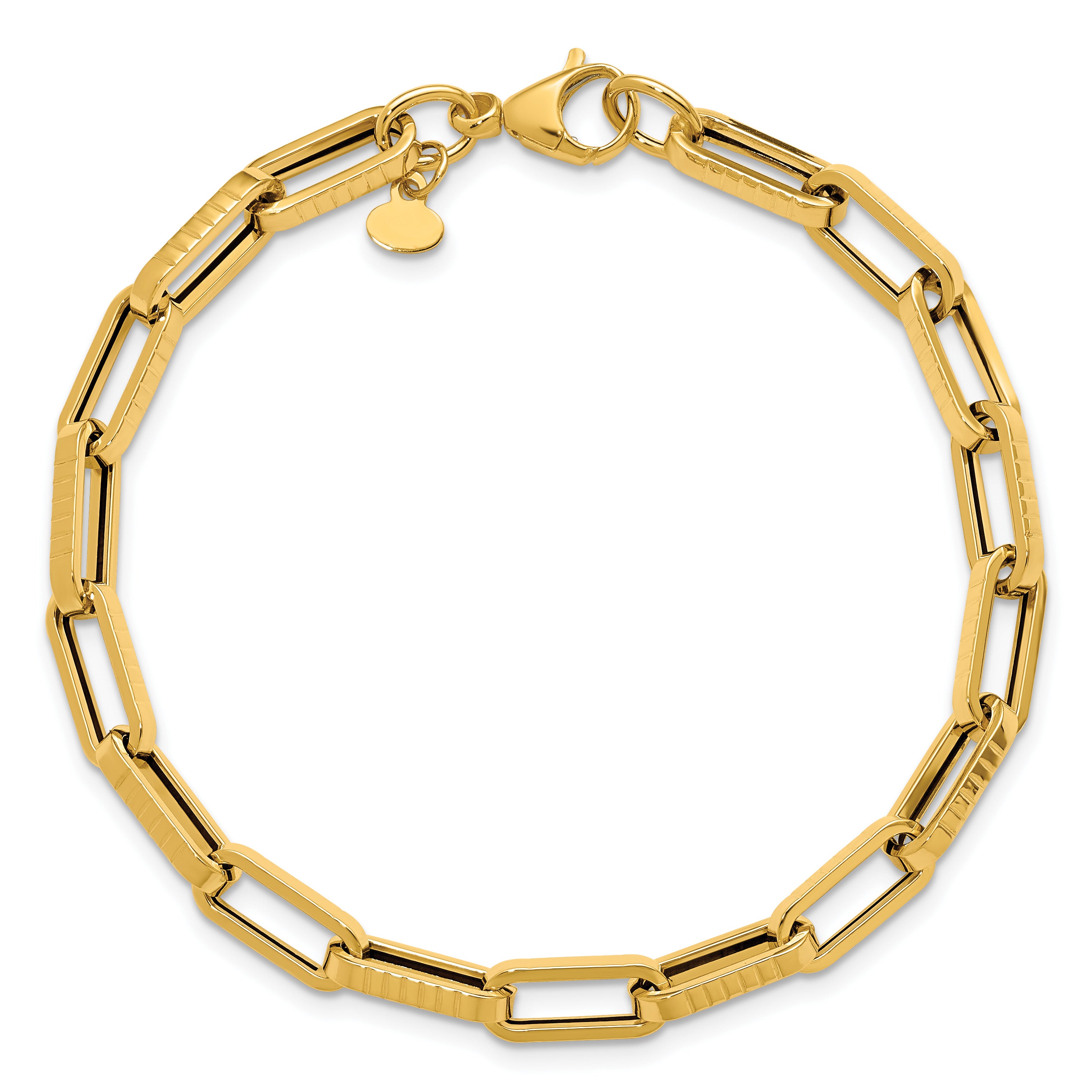 14K Yellow Gold Textured Link Bracelet, 7.5 in