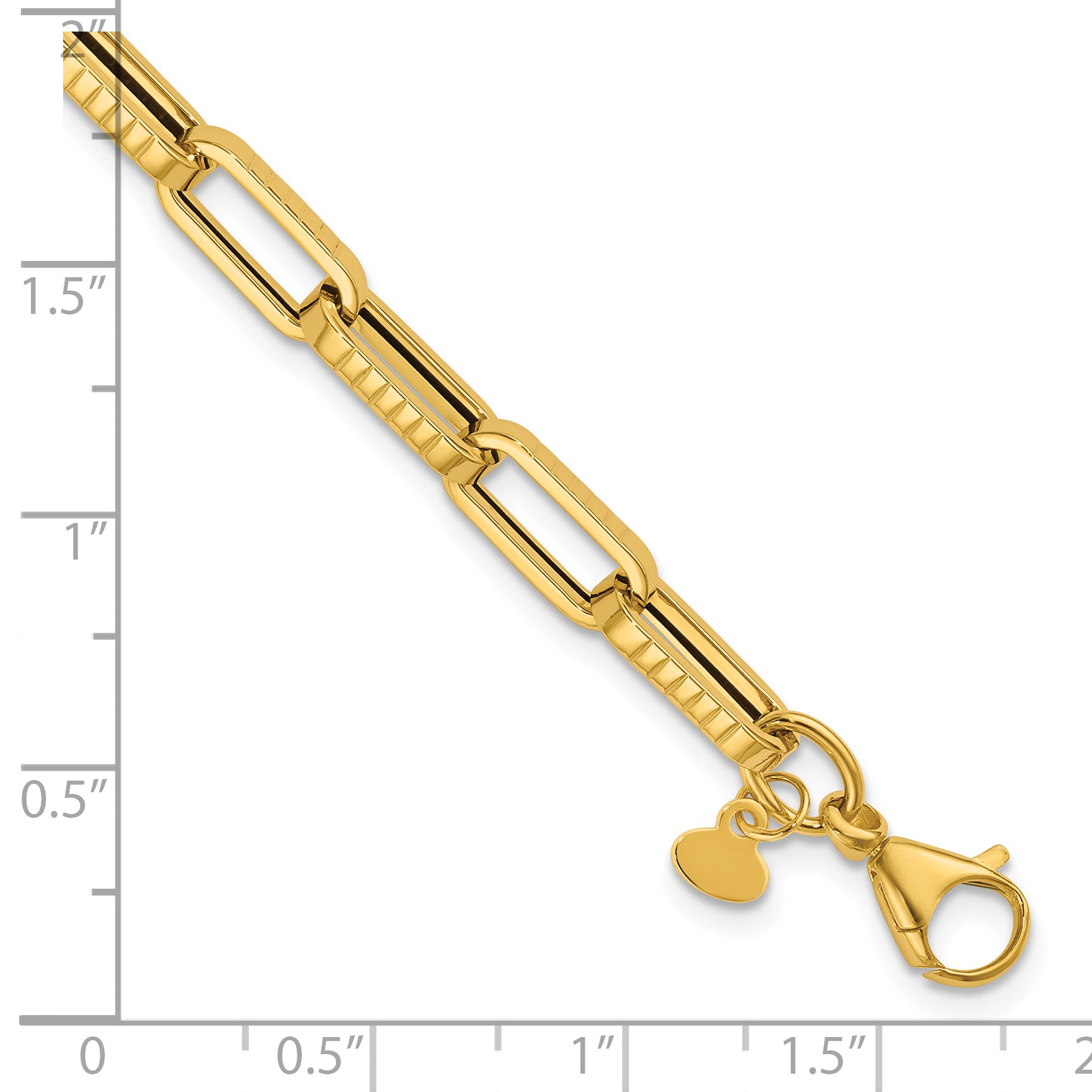 14K Yellow Gold Textured Link Bracelet, 7.5 in