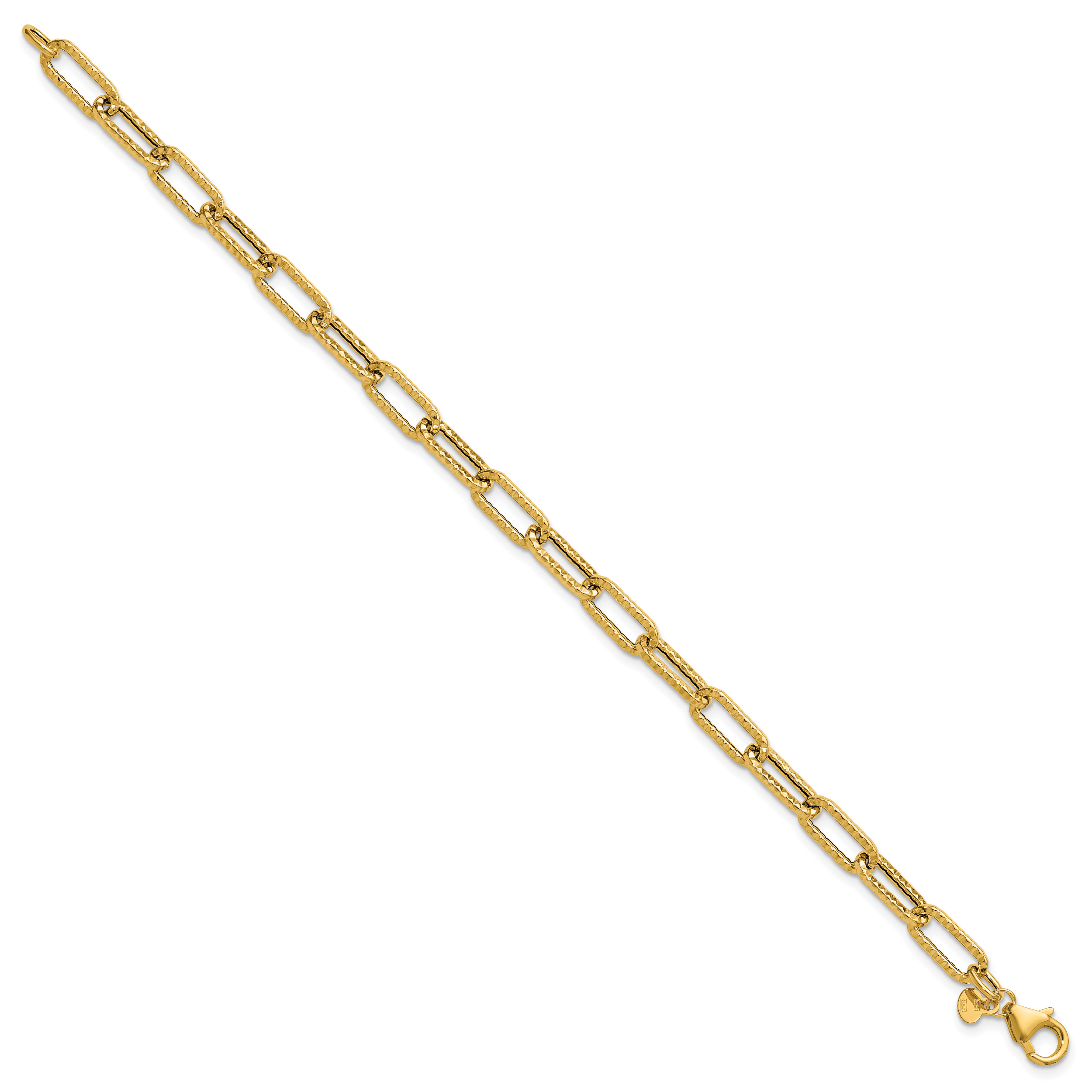 14K Yellow Gold Textured Link Bracelet, 7.5 in