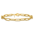14K Yellow Gold Textured Link Bracelet, 7.5 in