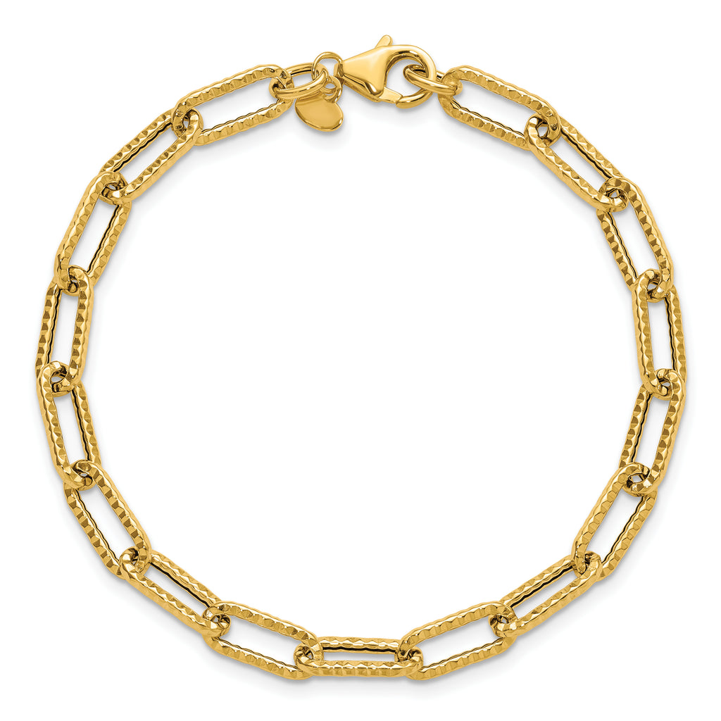 14K Yellow Gold Textured Link Bracelet, 7.5 in