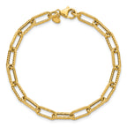 14K Yellow Gold Textured Link Bracelet, 7.5 in