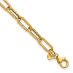 14K Yellow Gold Textured Link Bracelet, 7.5 in