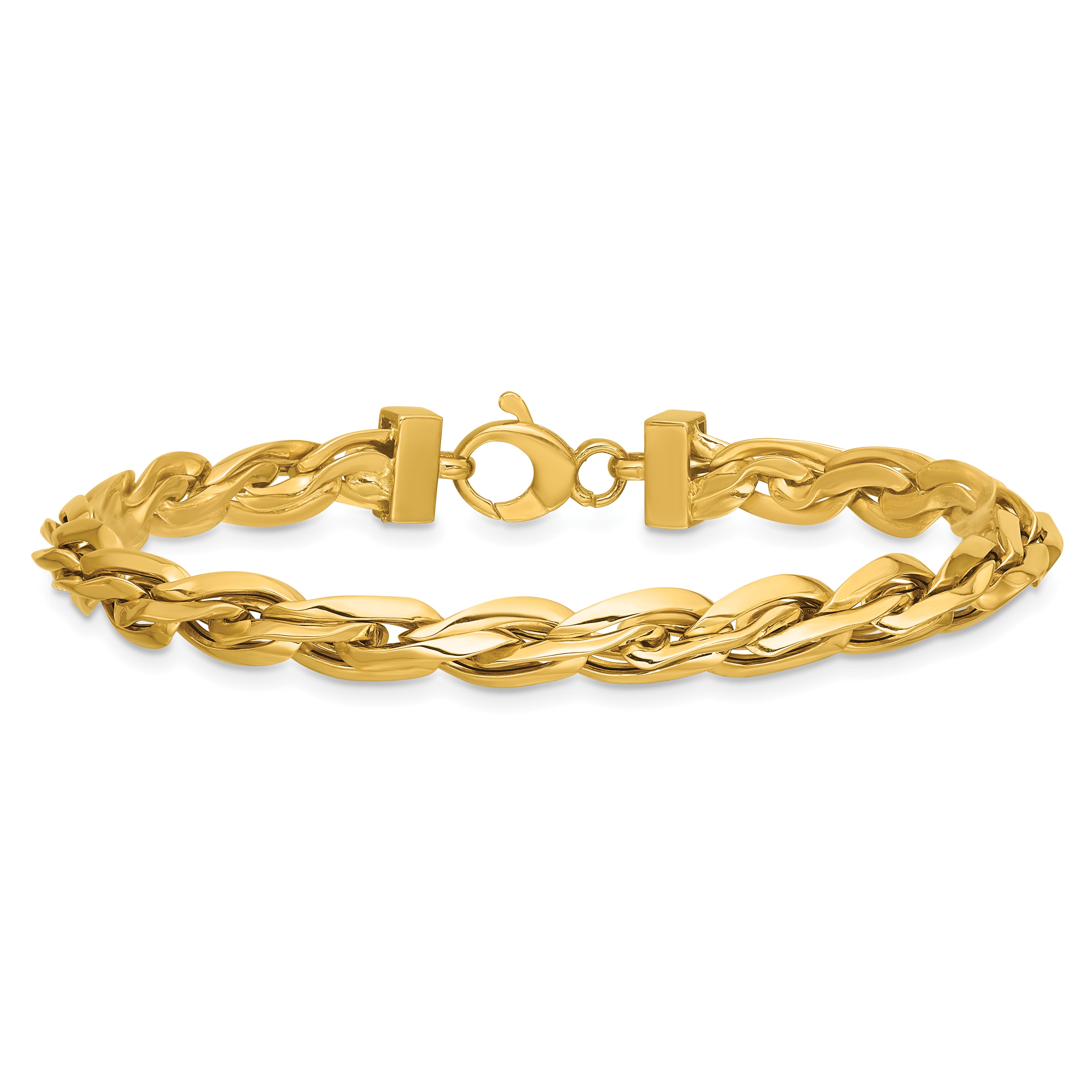 14K Yellow Gold Twisted Bracelet, 7.5 in