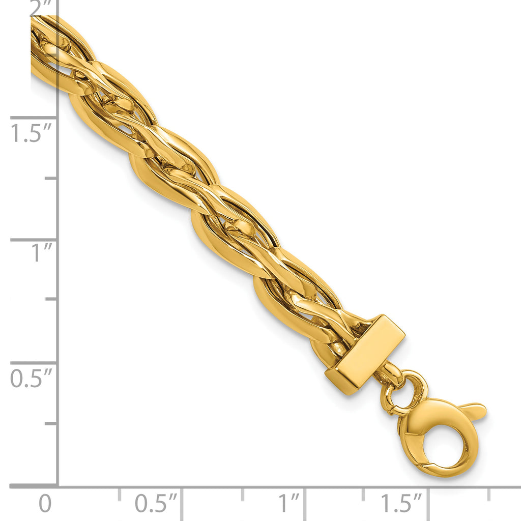 14K Yellow Gold Twisted Bracelet, 7.5 in