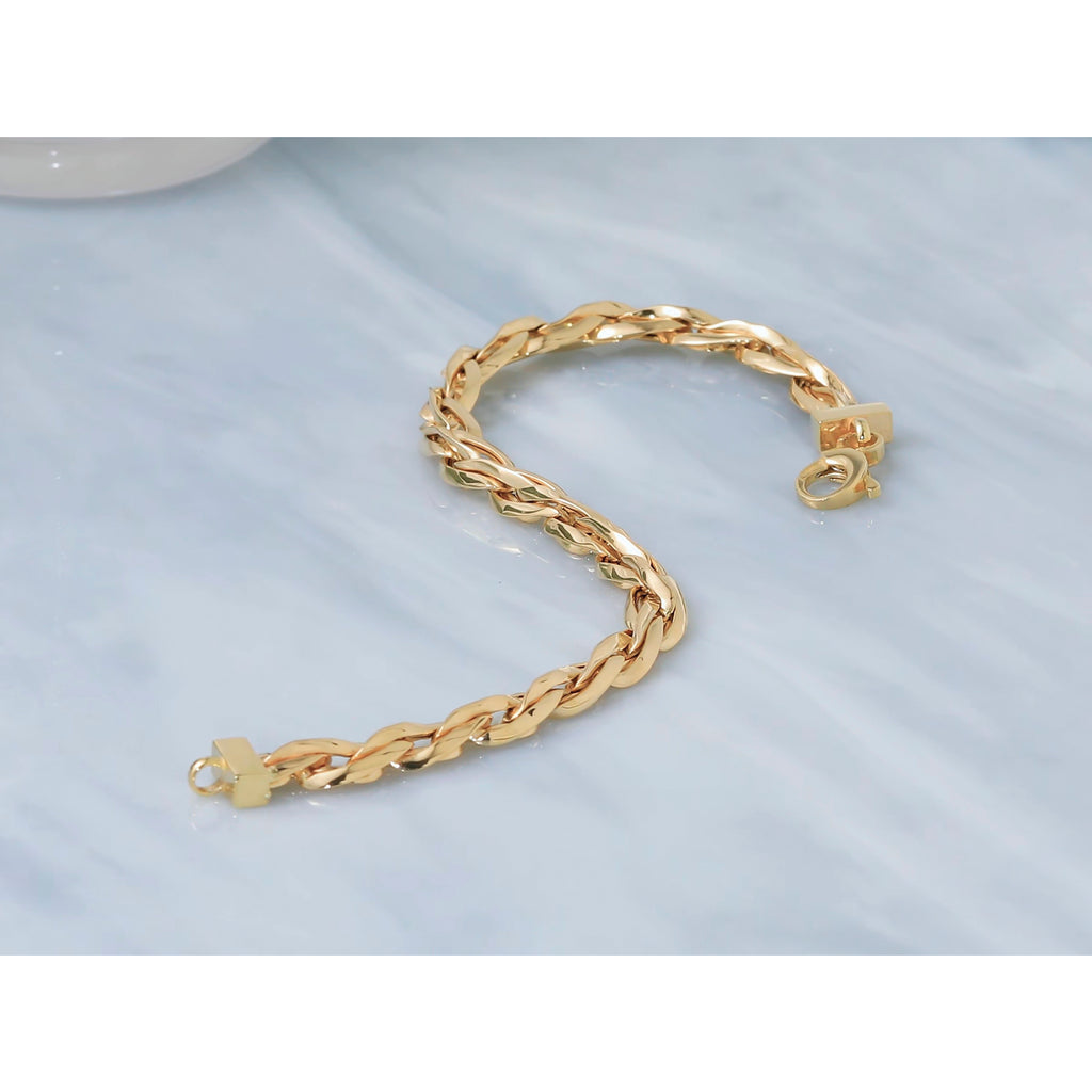 14K Yellow Gold Twisted Bracelet, 7.5 in