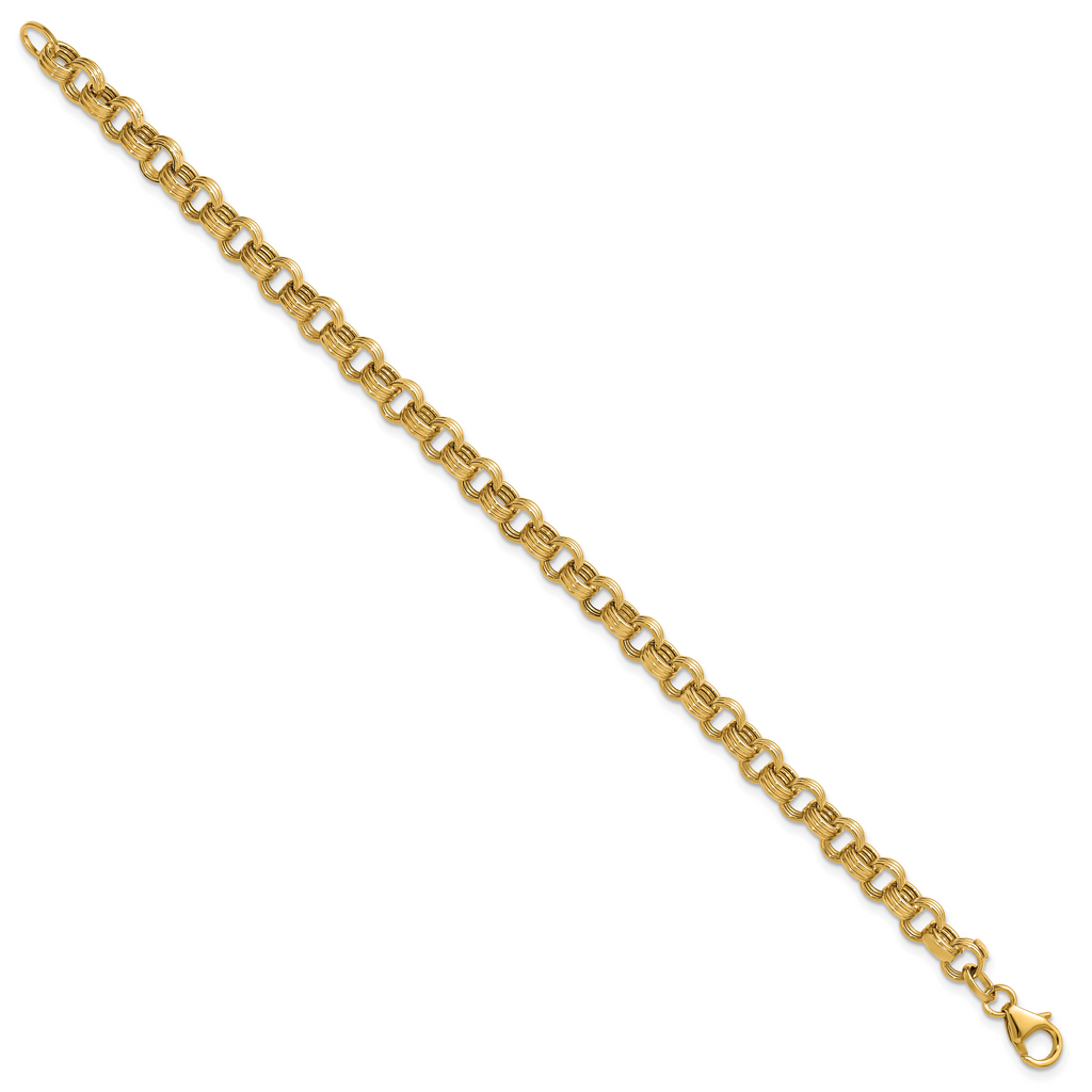 14K Yellow Gold Textured Link Bracelet, 7.5 in