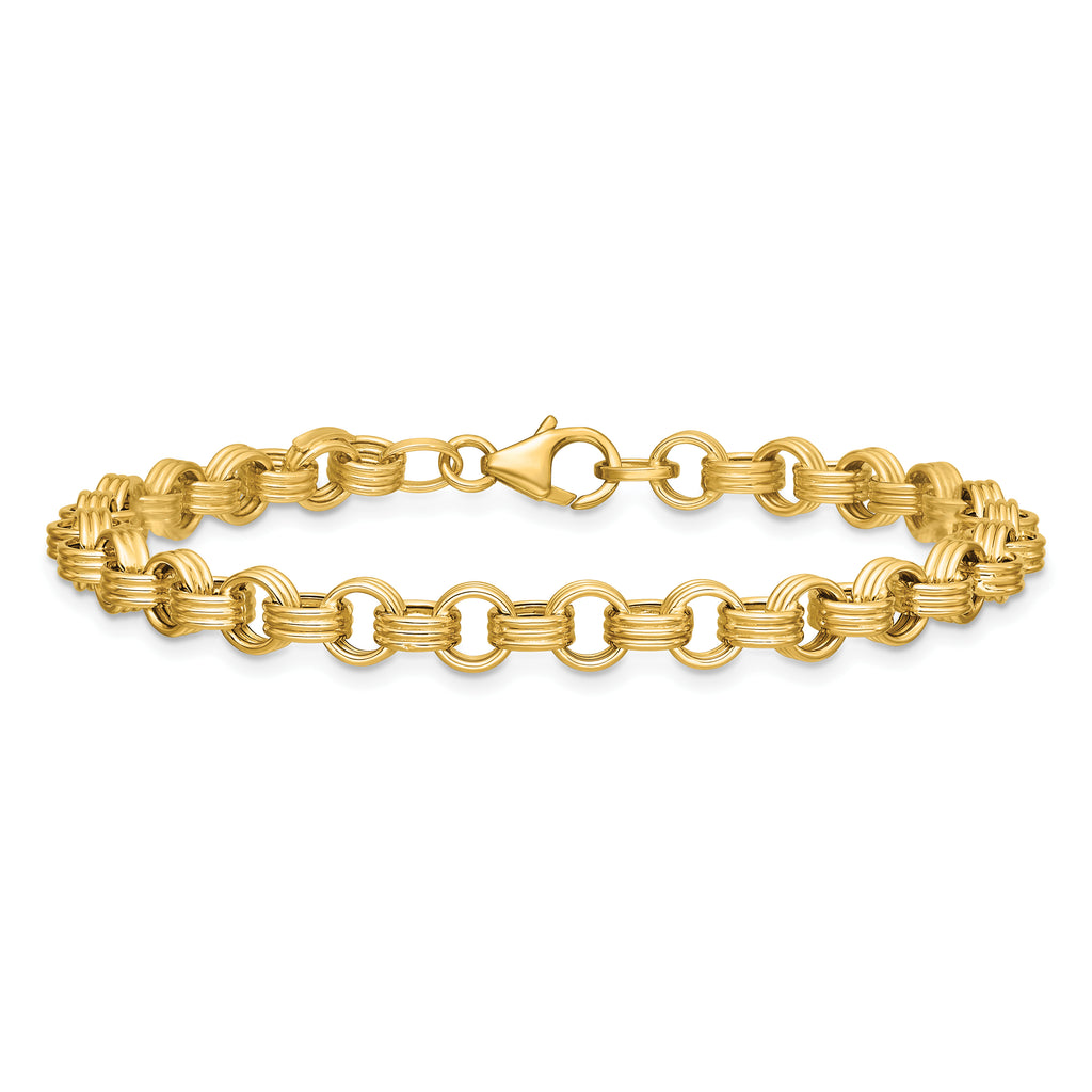 14K Yellow Gold Textured Link Bracelet, 7.5 in
