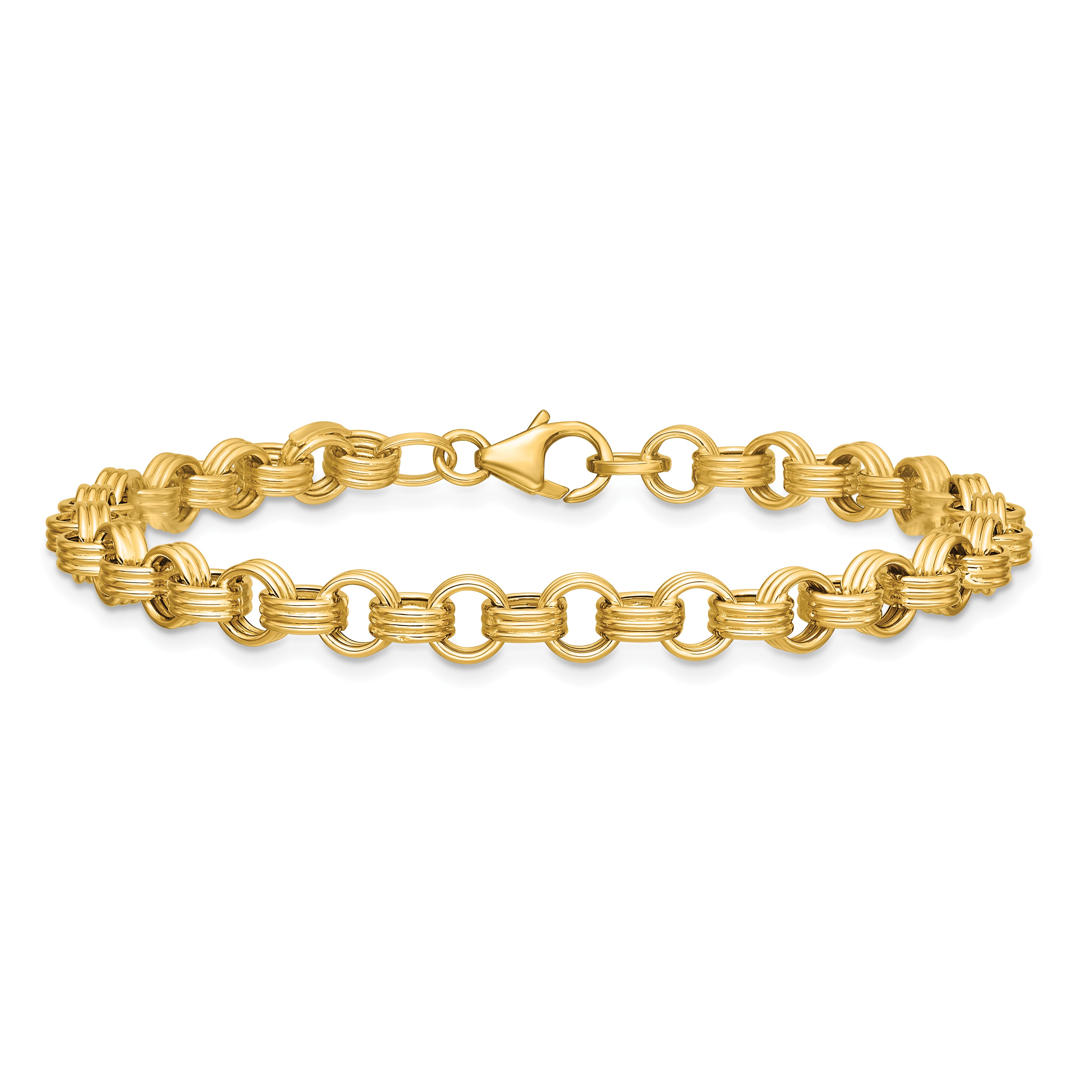 14K Yellow Gold Textured Link Bracelet, 7.5 in