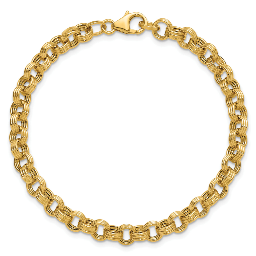 14K Yellow Gold Textured Link Bracelet, 7.5 in
