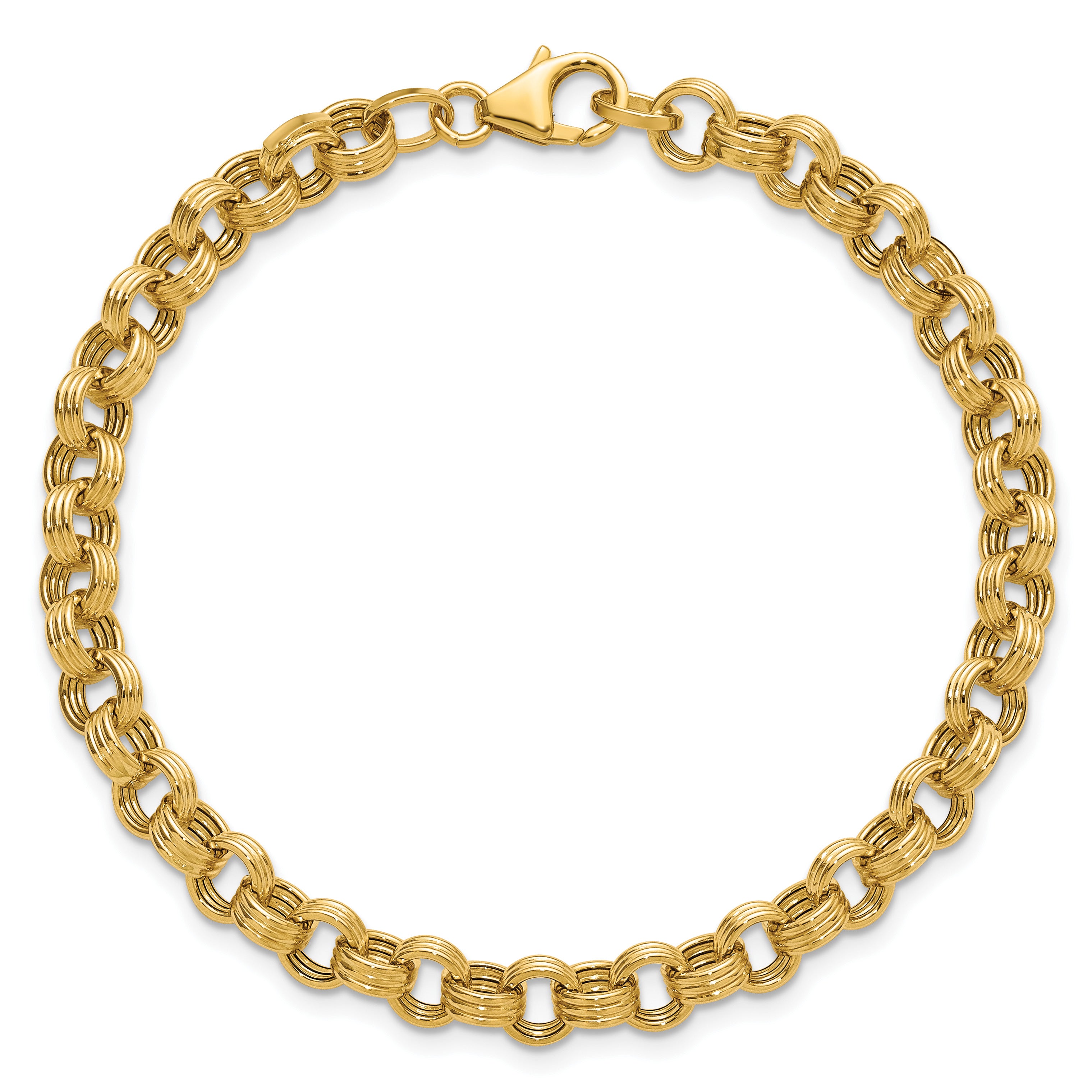 14K Yellow Gold Textured Link Bracelet, 7.5 in