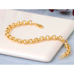 14K Yellow Gold Textured Link Bracelet, 7.5 in
