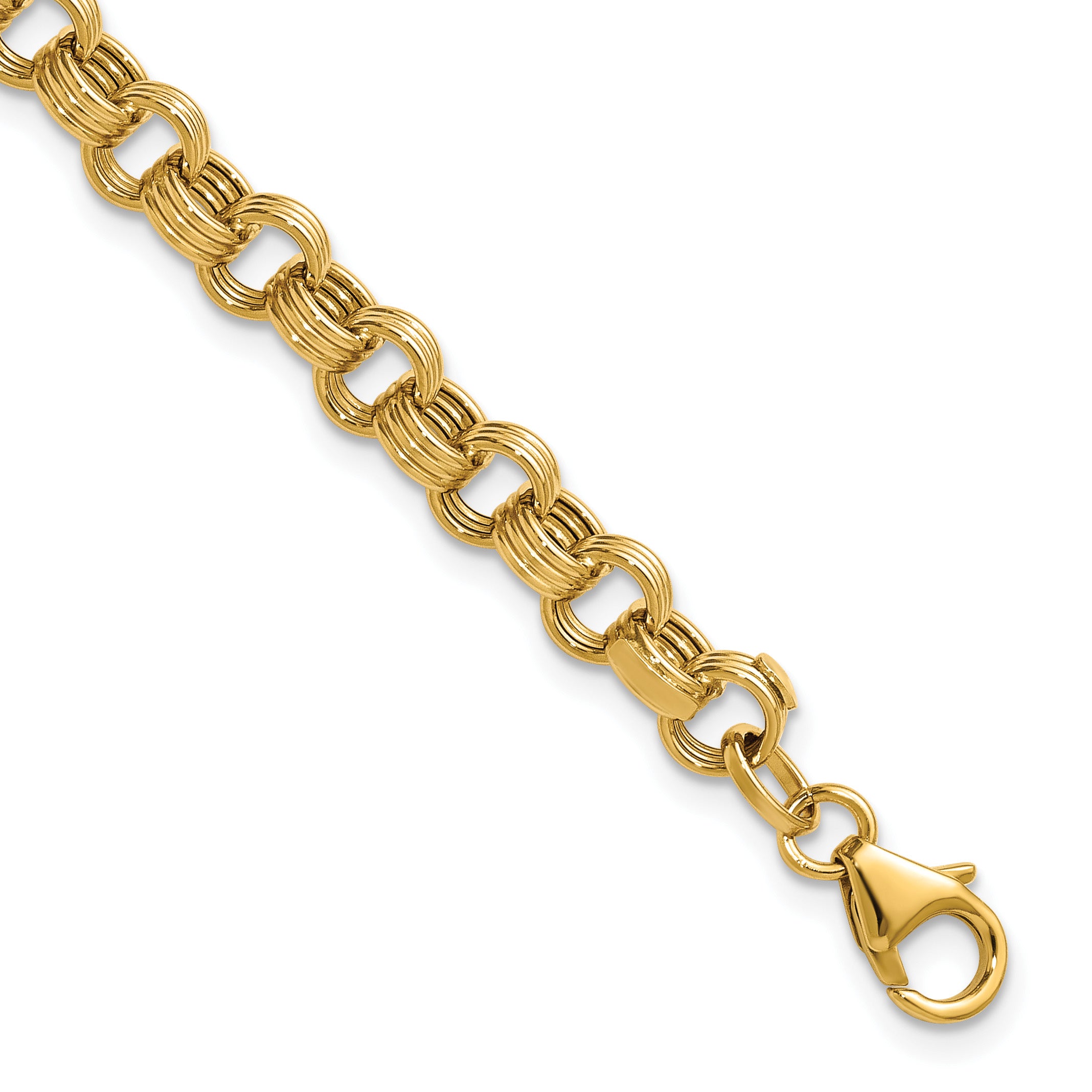 14K Yellow Gold Textured Link Bracelet, 7.5 in